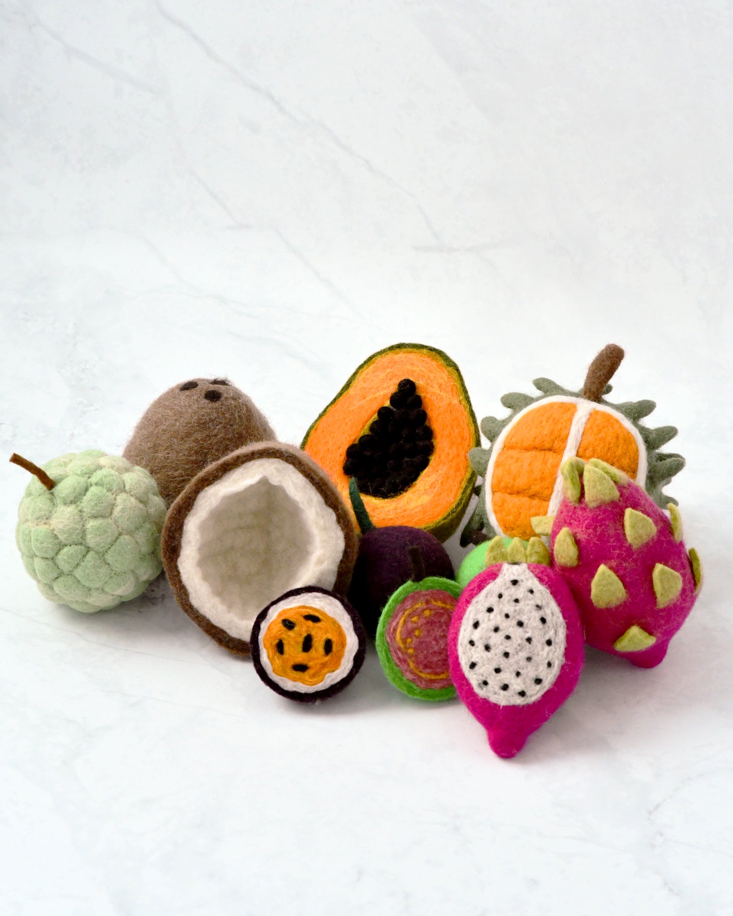 Felt Tropical Fruits Play Food Set (Set of 11 pieces)