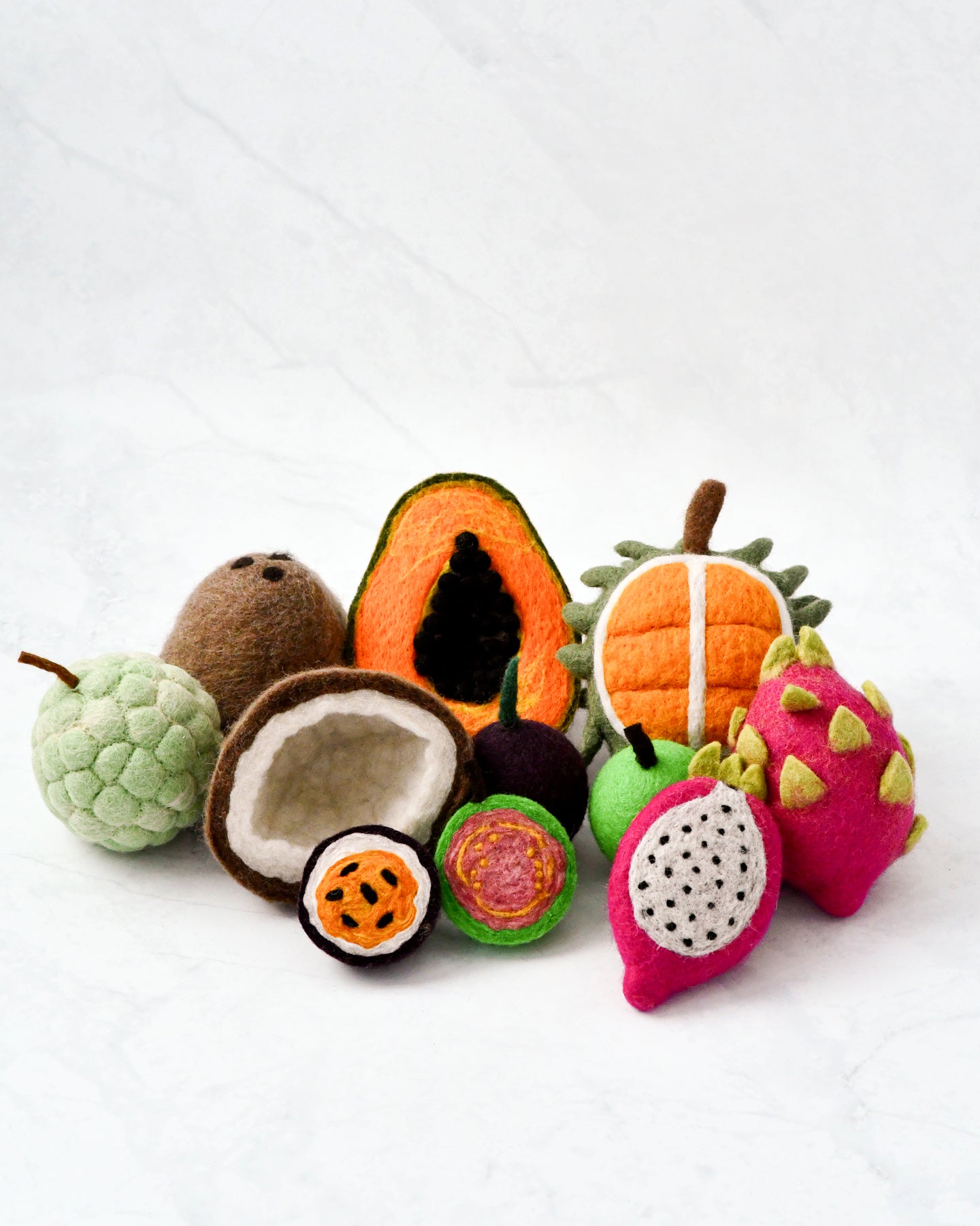 Felt Tropical Fruits Play Food Set (Set of 11 pieces)