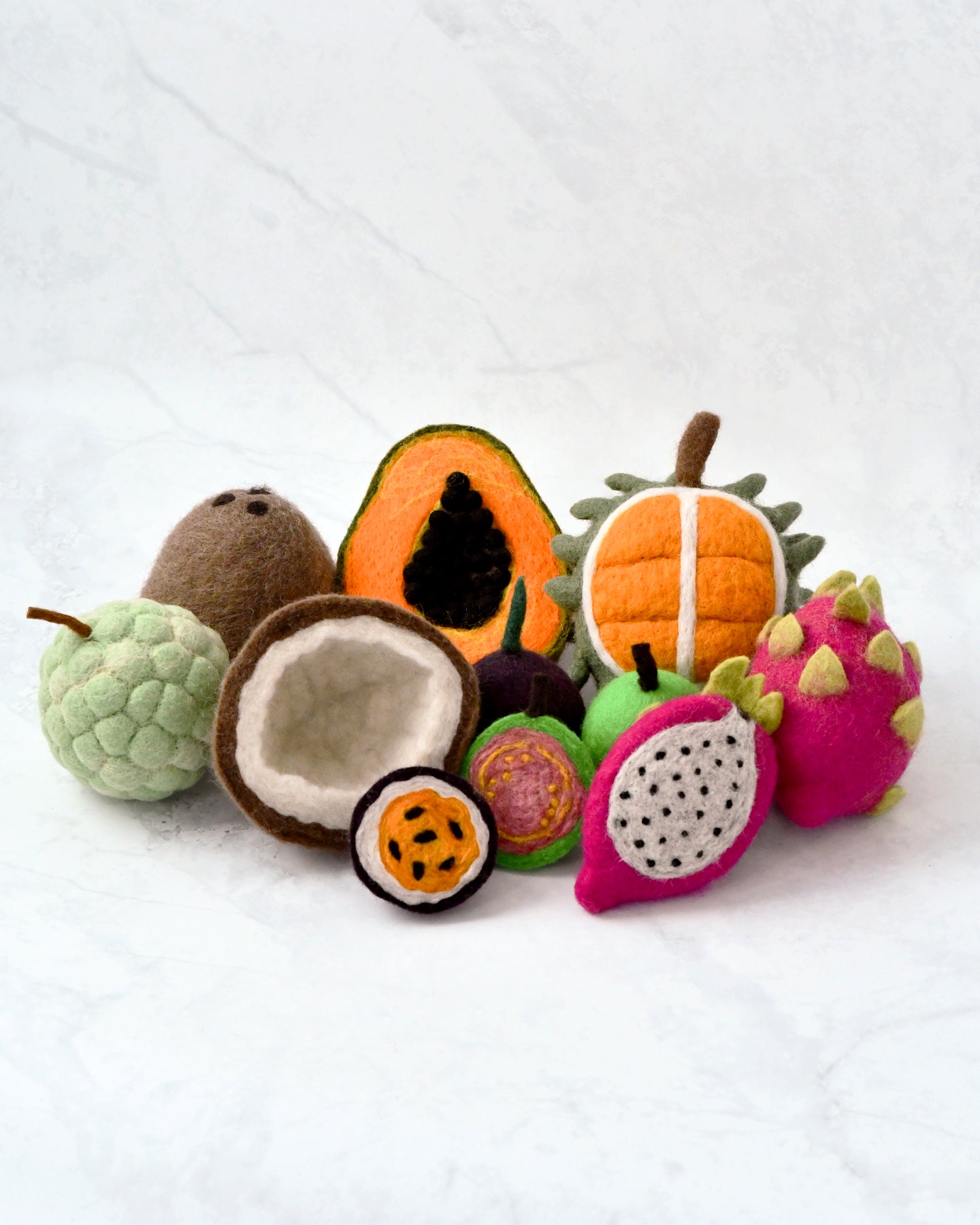 Felt Tropical Fruits Play Food Set (Set of 11 pieces)