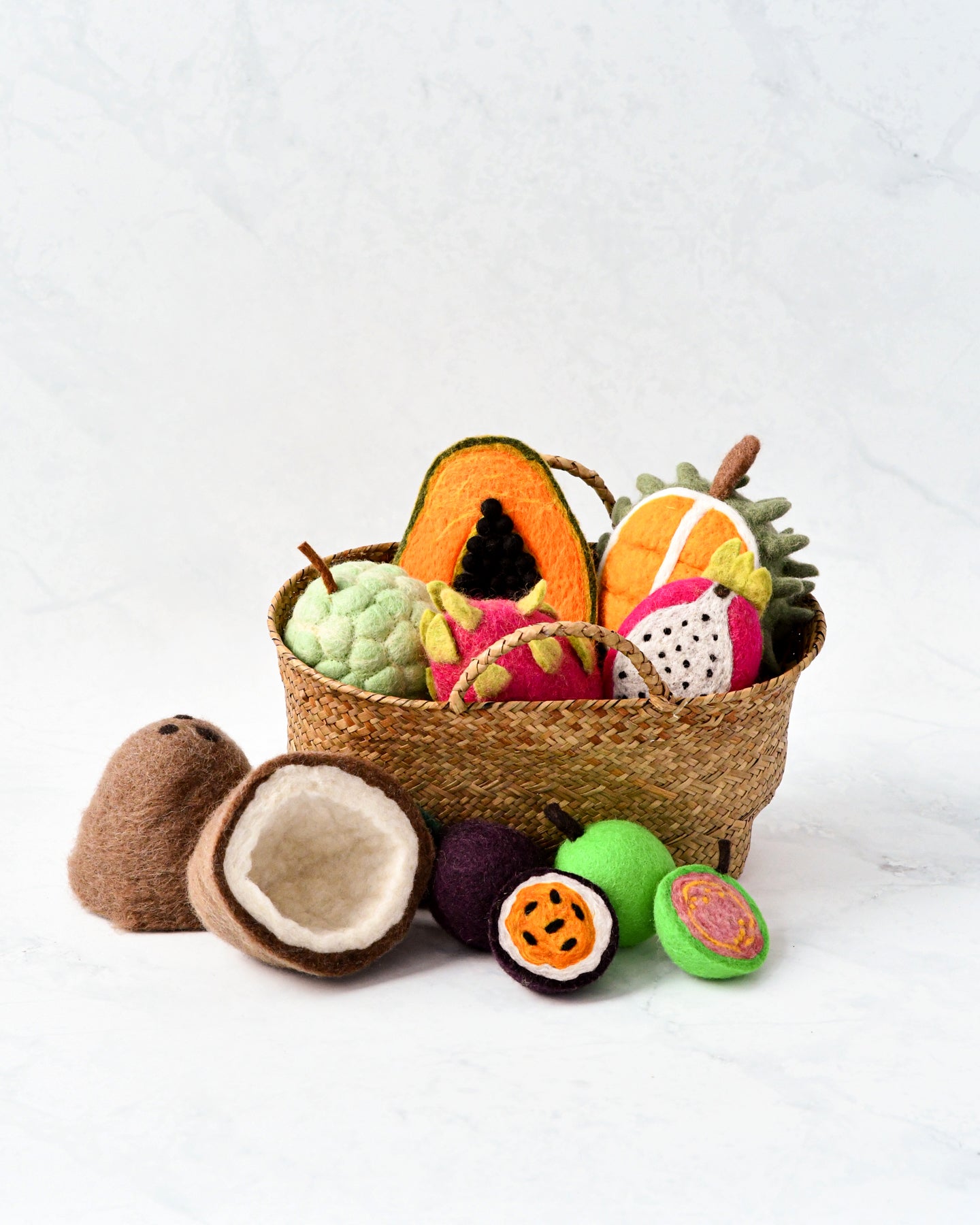 Felt Tropical Fruits Play Food Set (Set of 11 pieces)