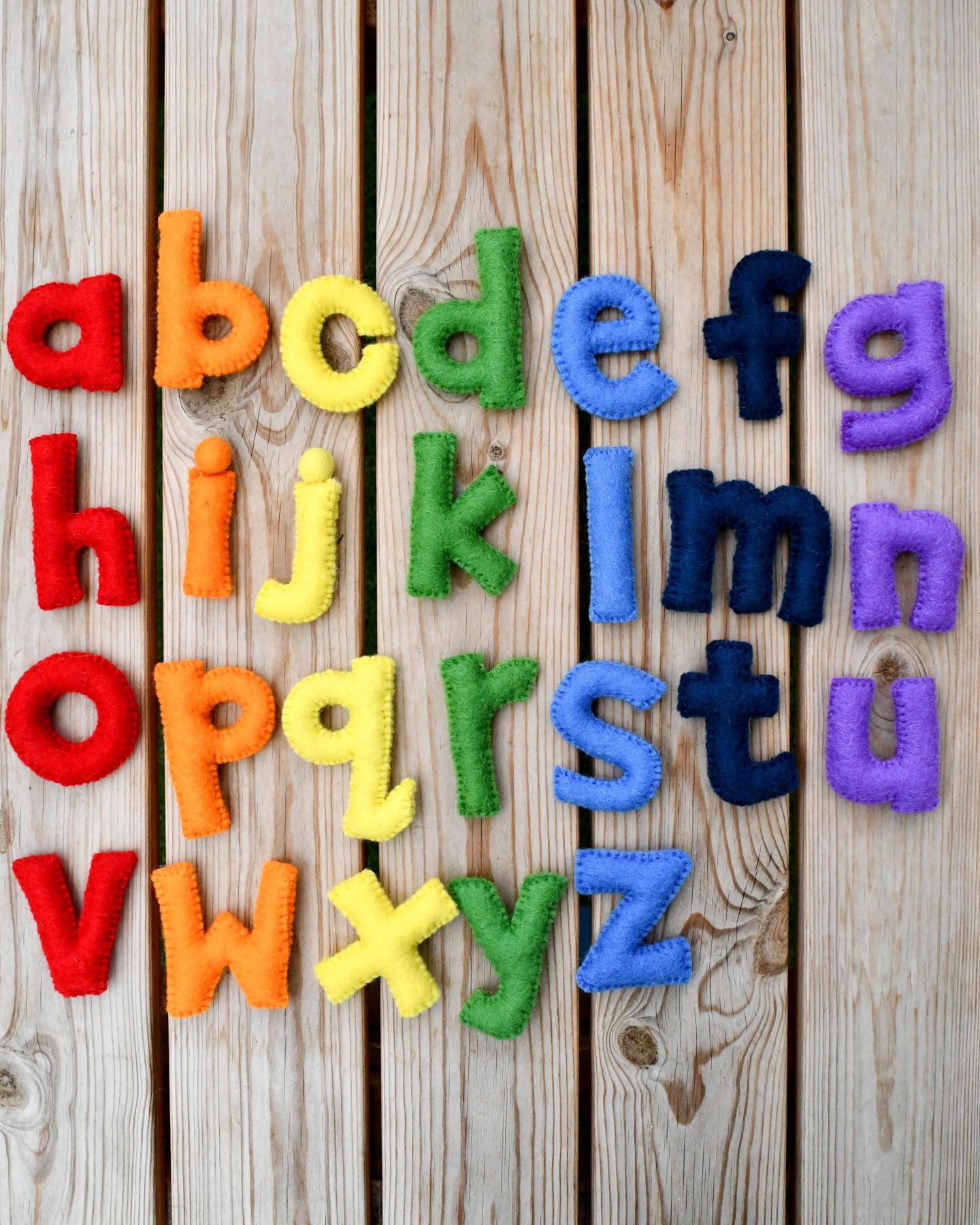 Felt Alphabet Lowercase Small Letters - Rainbow Colourful - Tara Treasures
