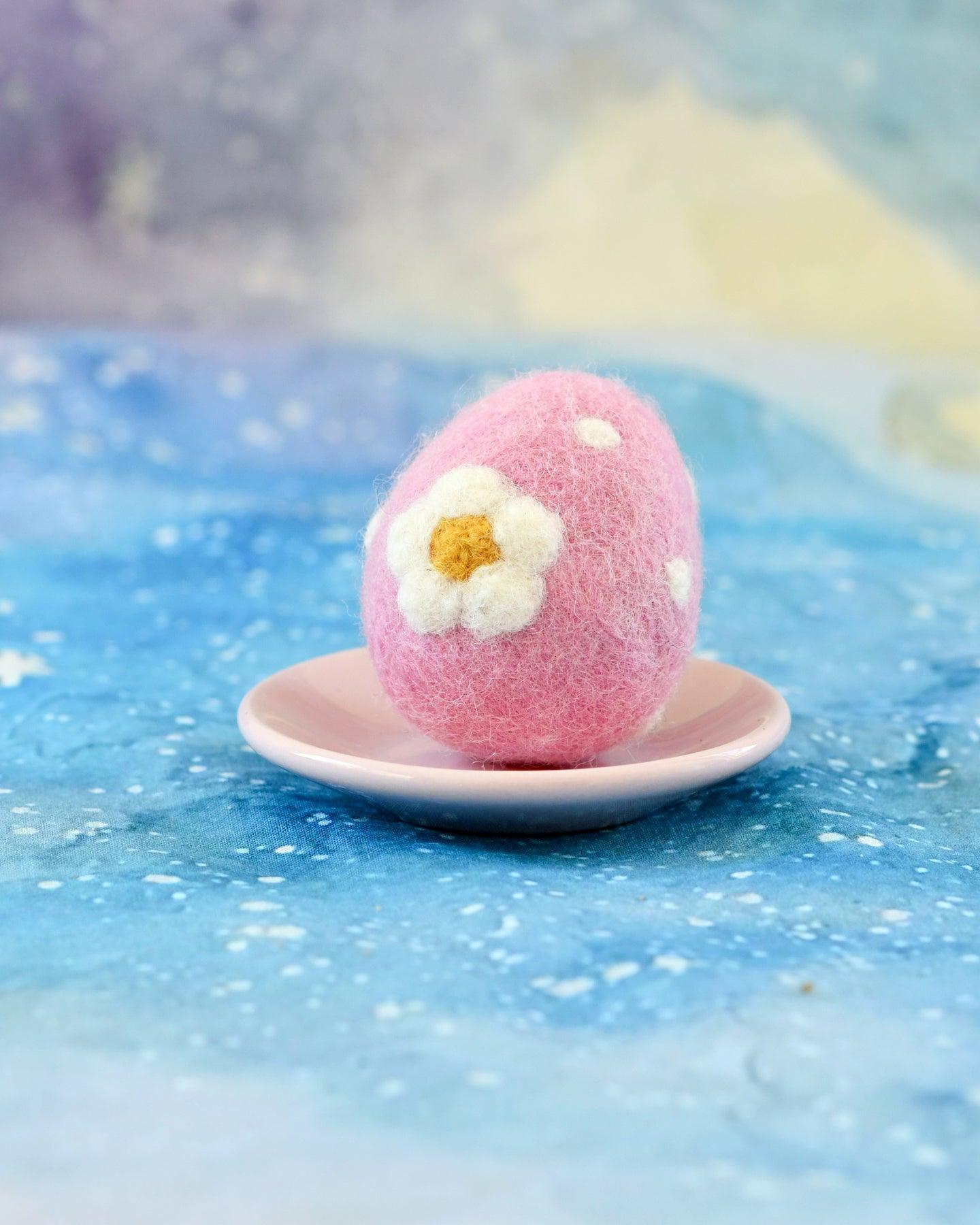 Felt Pink Floral and Dots Egg - Tara Treasures