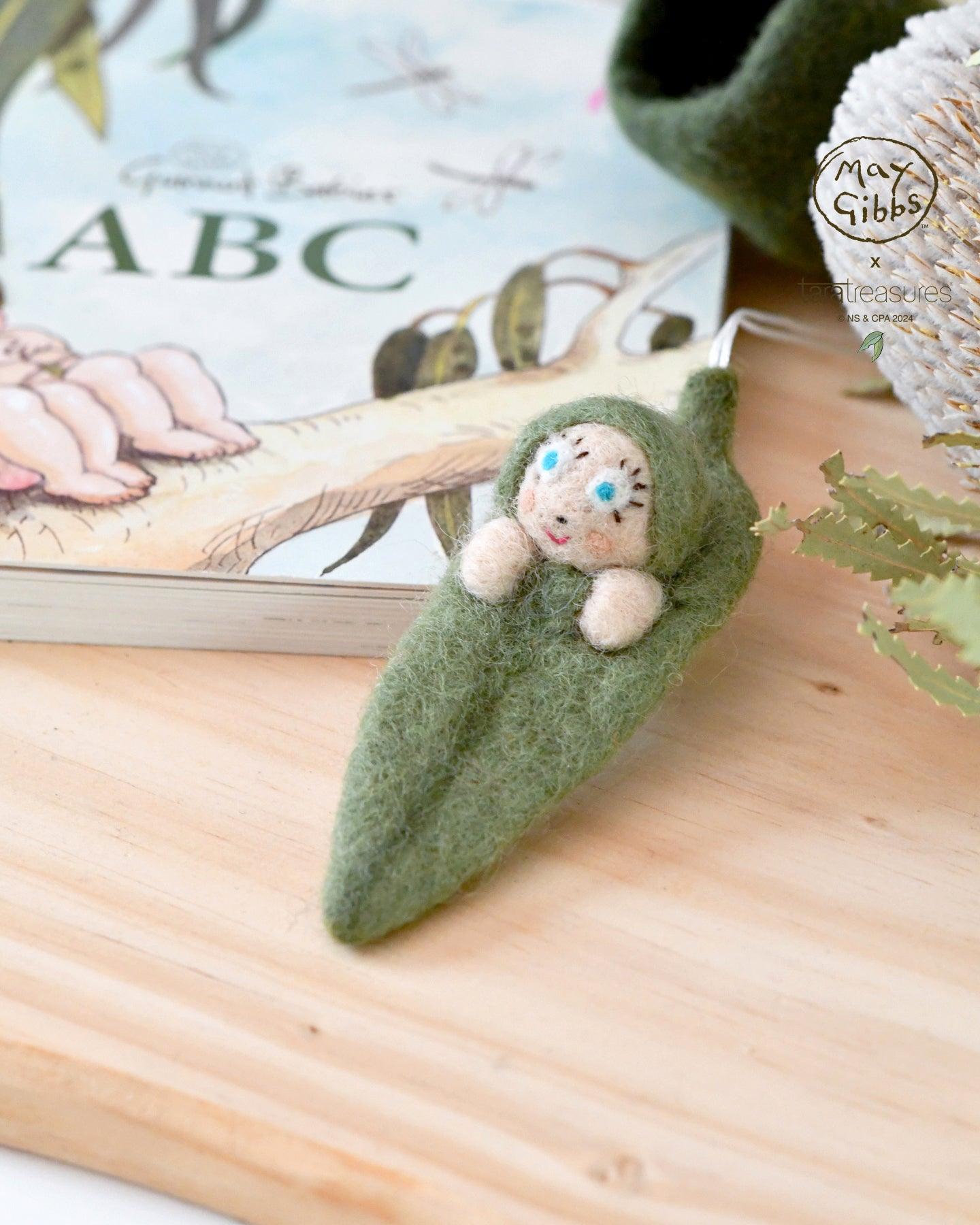 May Gibbs x Tara Treasures - Gumnut Baby Snugglepot Cuddlepie Ornament - Tara Treasures