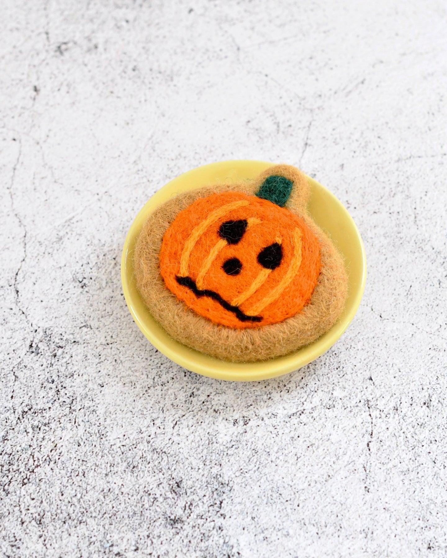Felt Frazzled Pumpkin Cookie - Tara Treasures