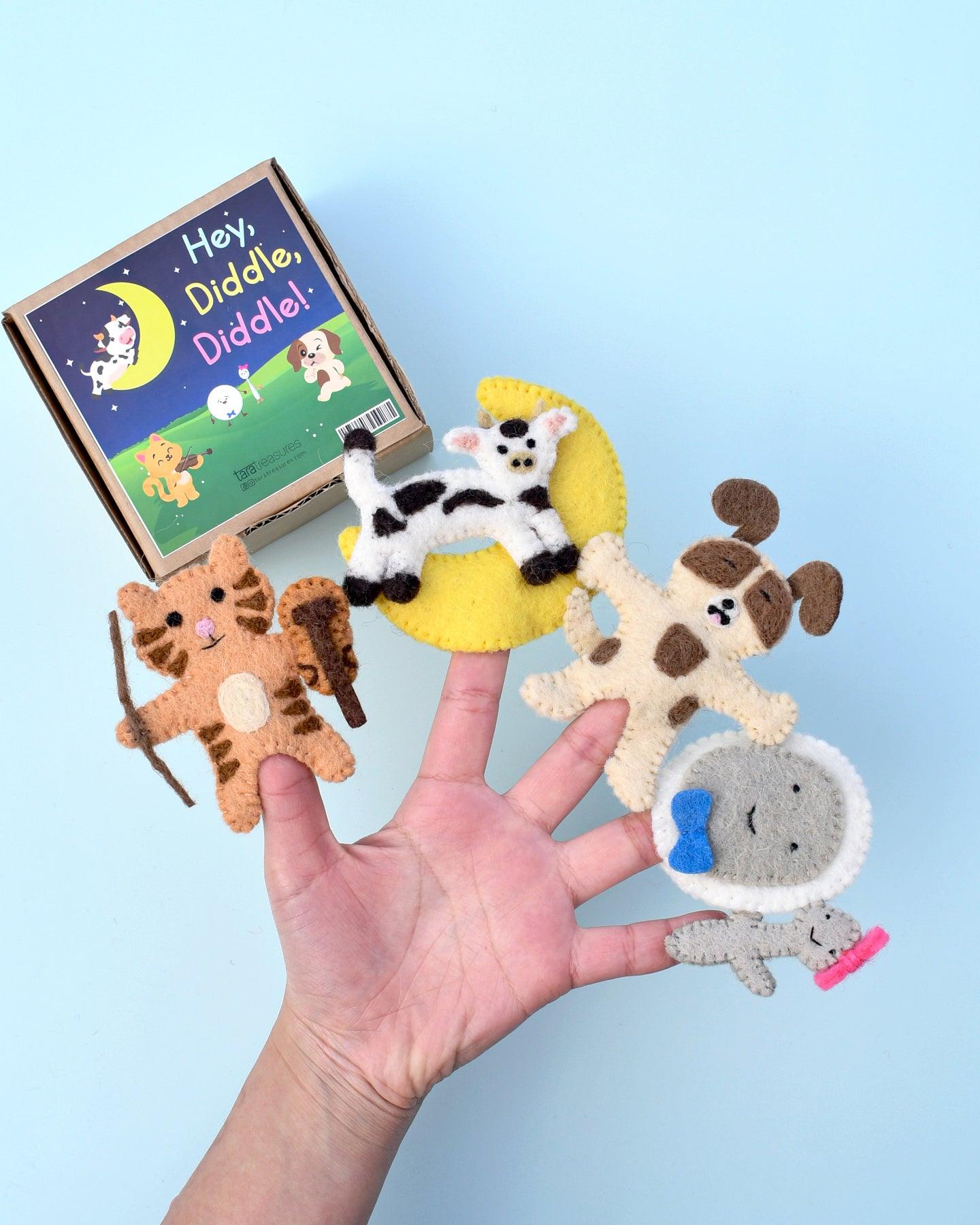 Hey Diddle Diddle Finger Puppet Set - Tara Treasures