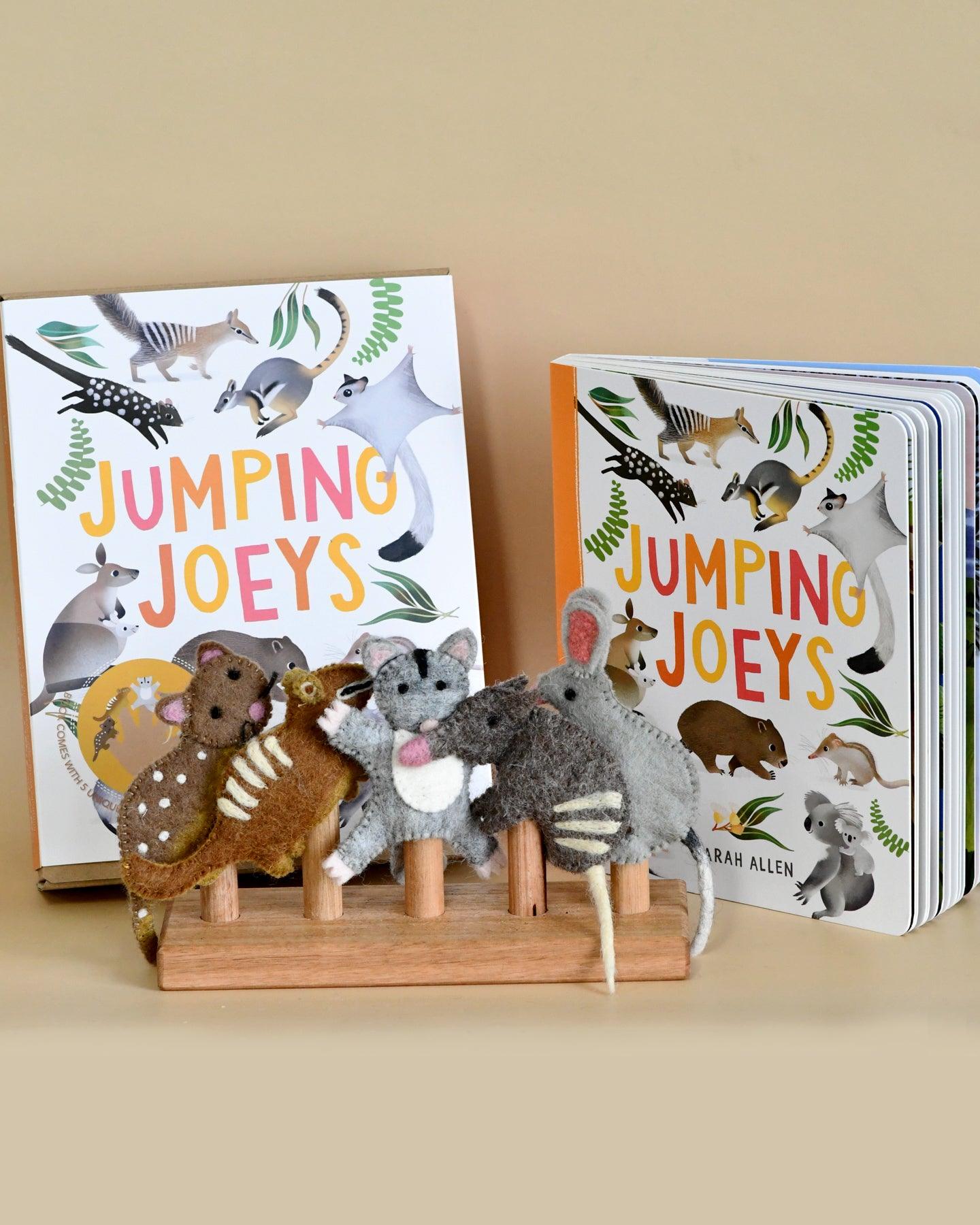Jumping Joeys Finger Puppets and Book Set by Sarah Allen - Tara Treasures