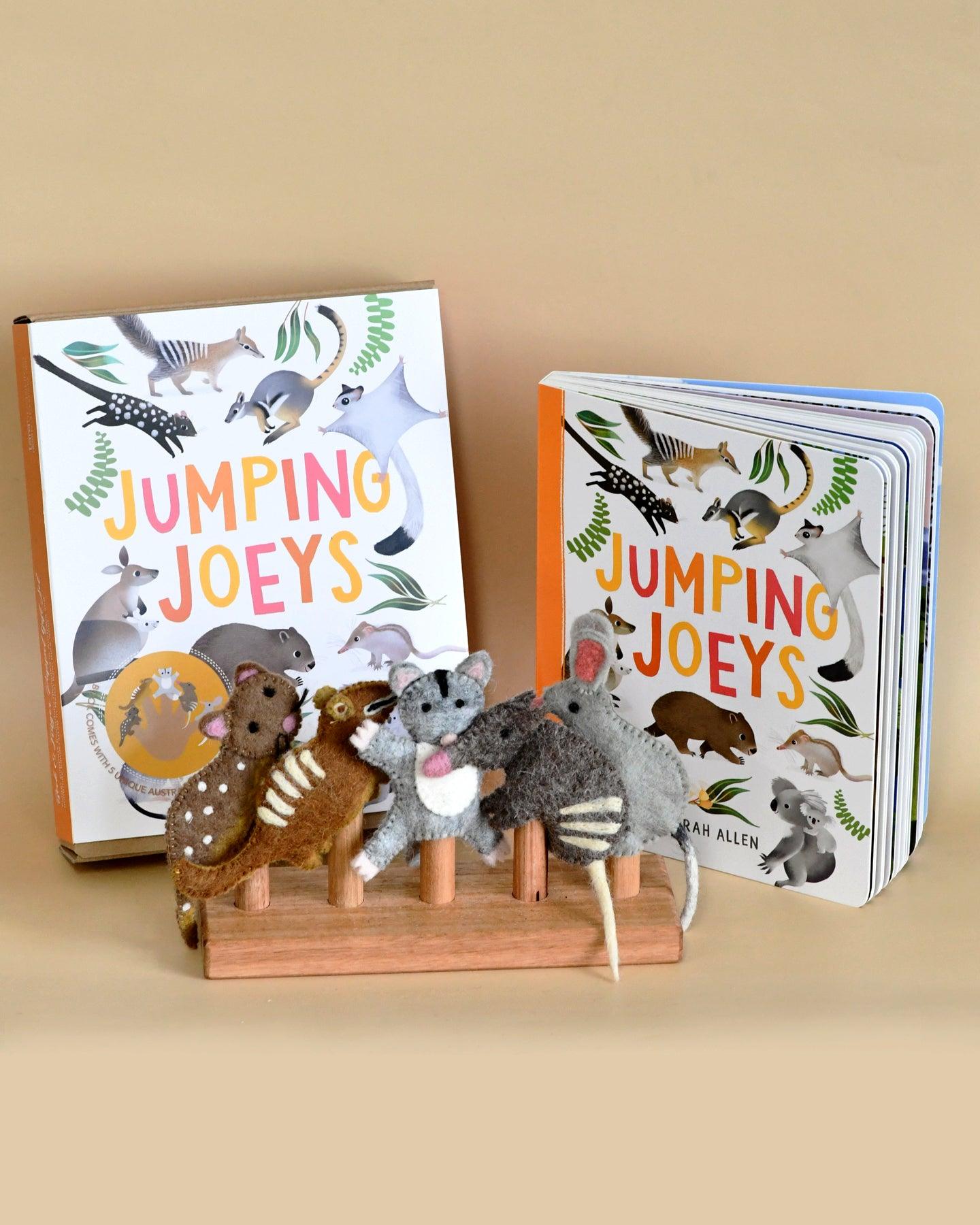 Jumping Joeys Finger Puppets and Book Set by Sarah Allen - Tara Treasures