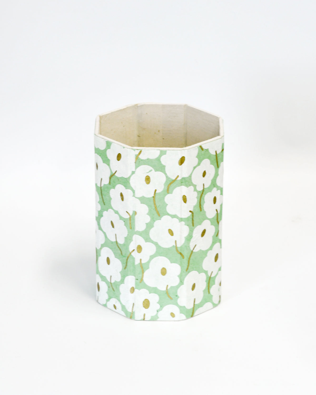 Sage Green Floral Lokta Sustainable Paper Vase