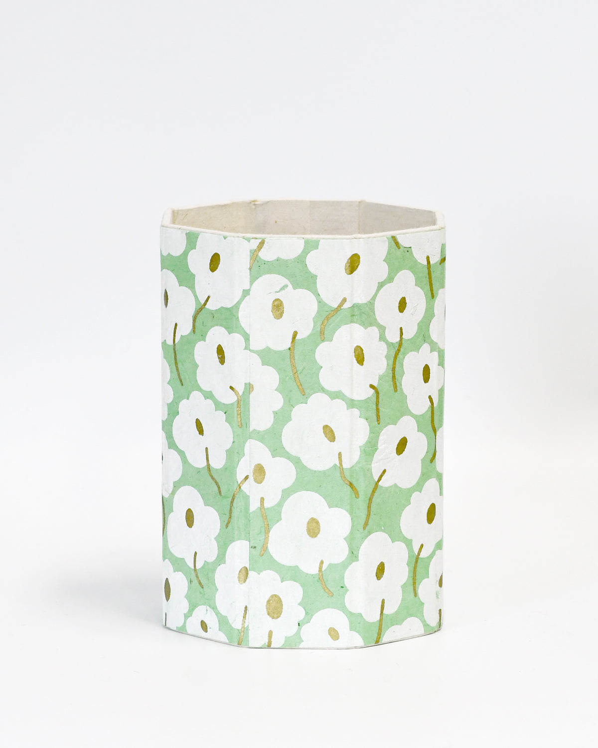 Sage Green Floral Lokta Sustainable Paper Vase