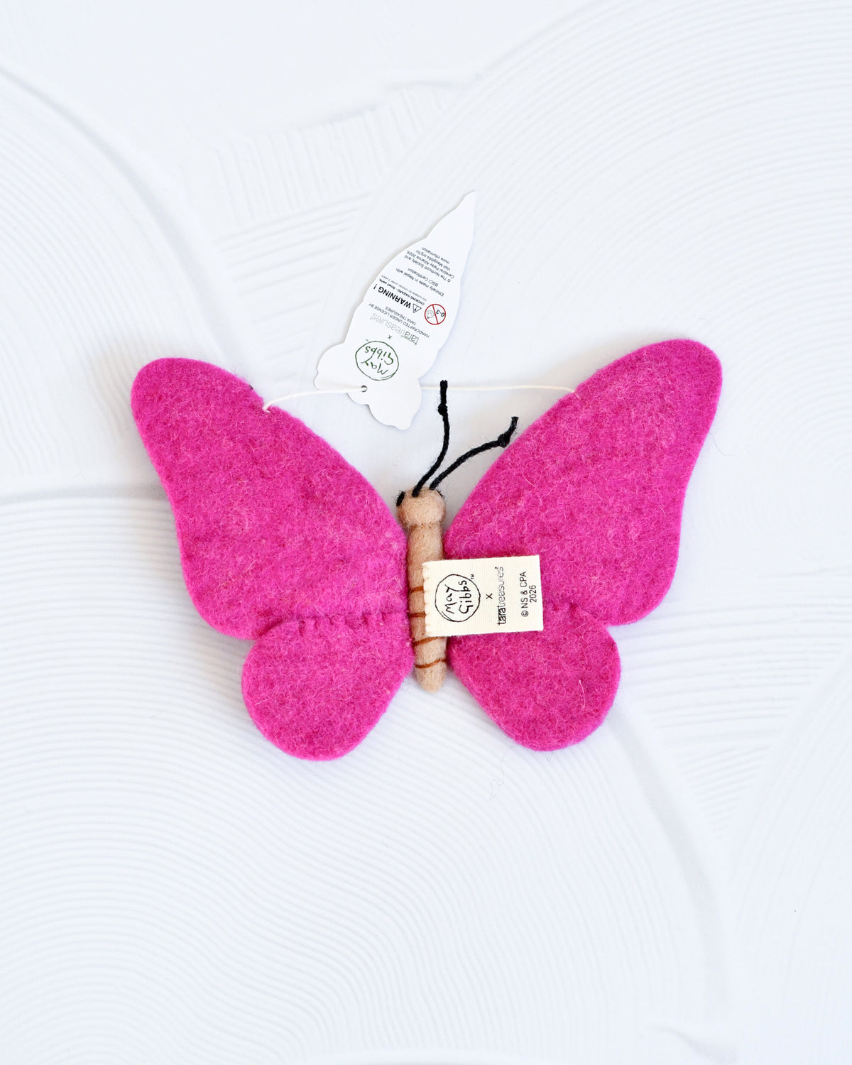 May Gibbs Gumnut Babies, Bright Pink Butterfly Ornament