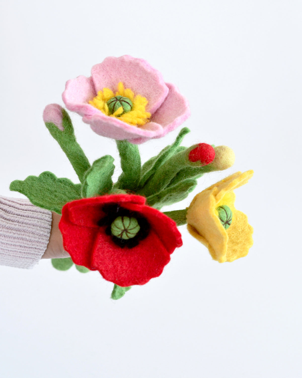 Felt Red Poppy Flower