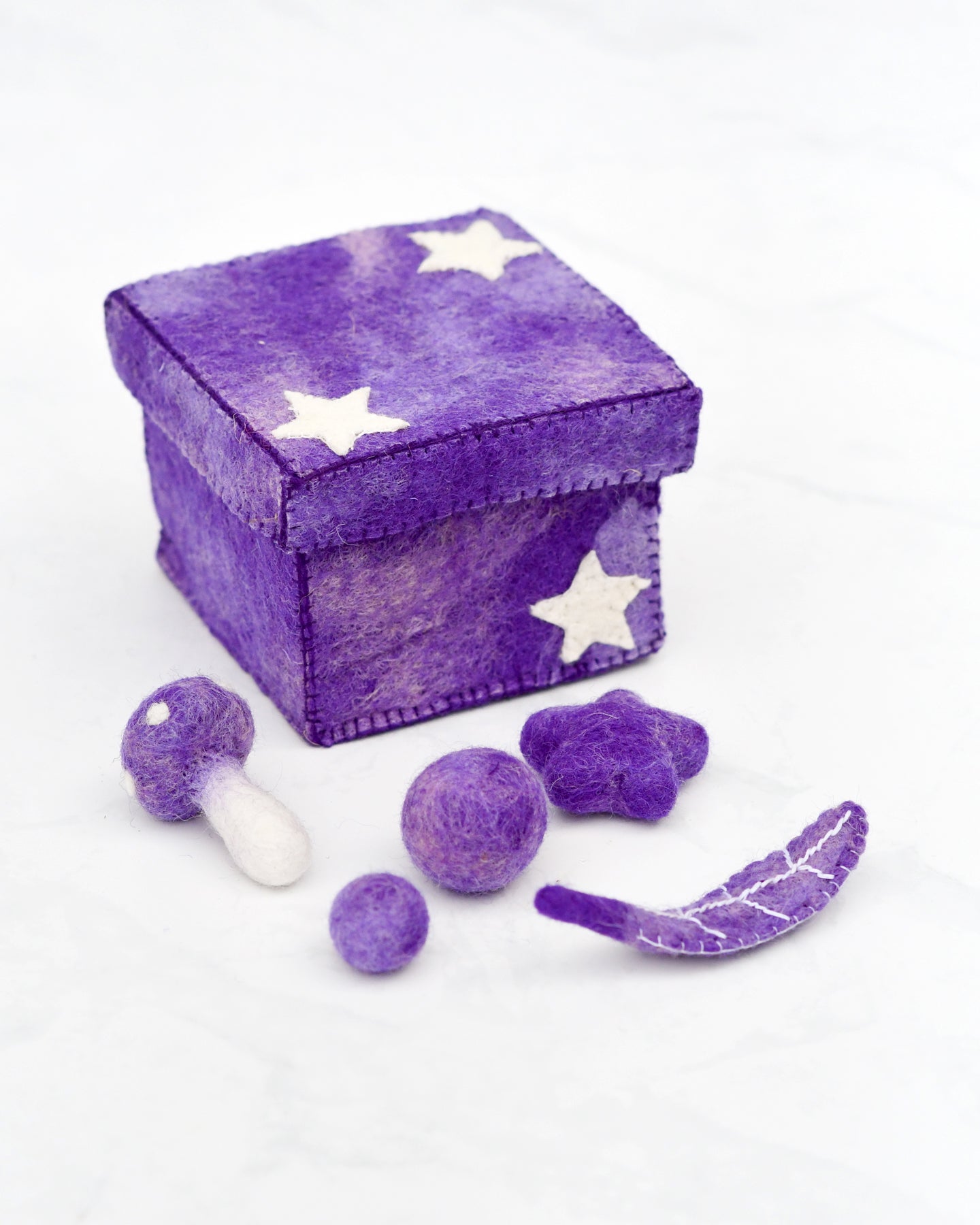 Felt Purple Magic Box with Small Parts