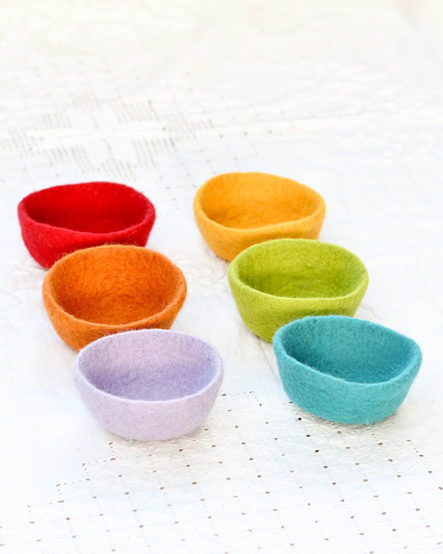Felt Small Colourful Bowls - Set of 6 - Tara Treasures