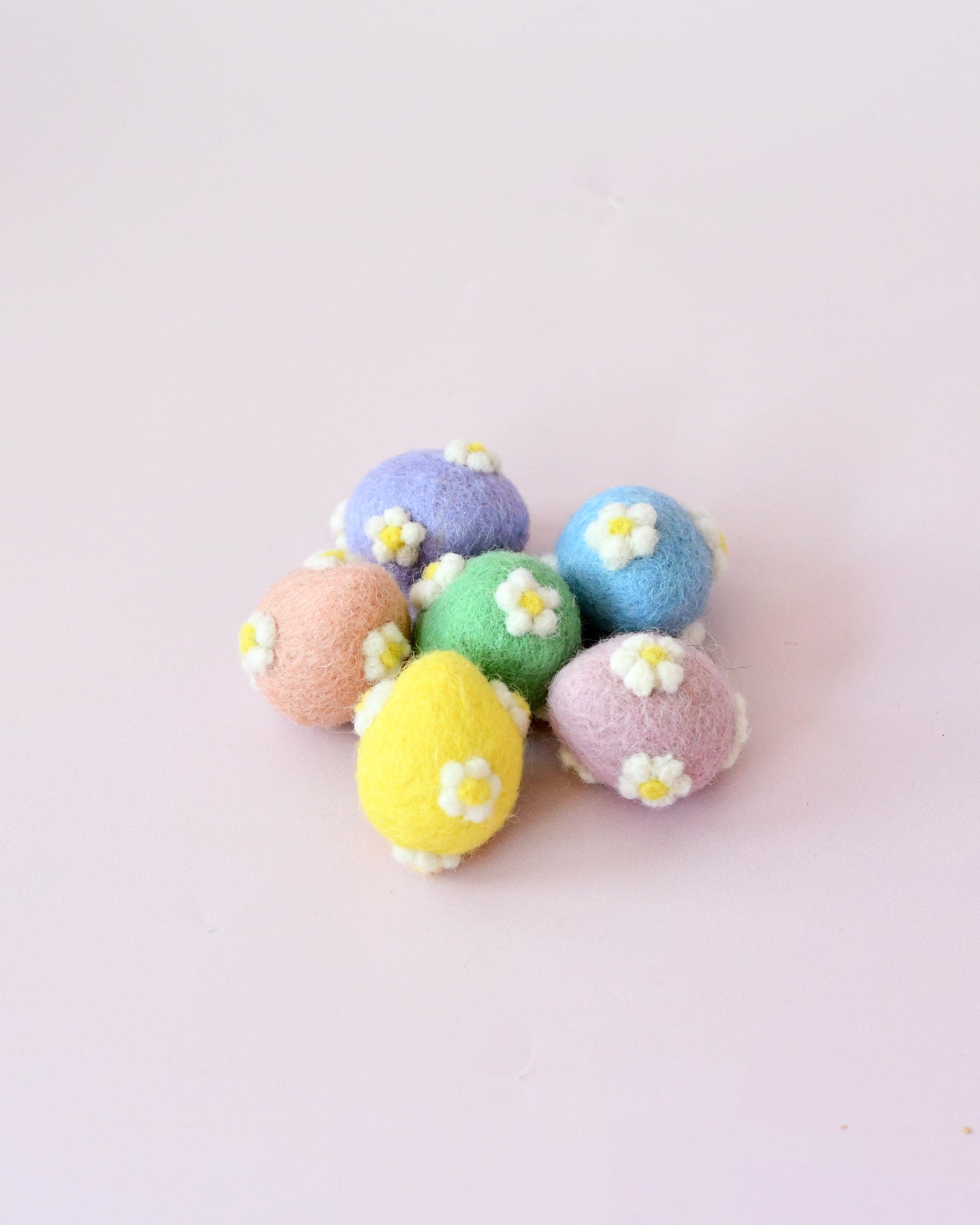 Felt Pastel Eggs with Flowers (Set of 6)