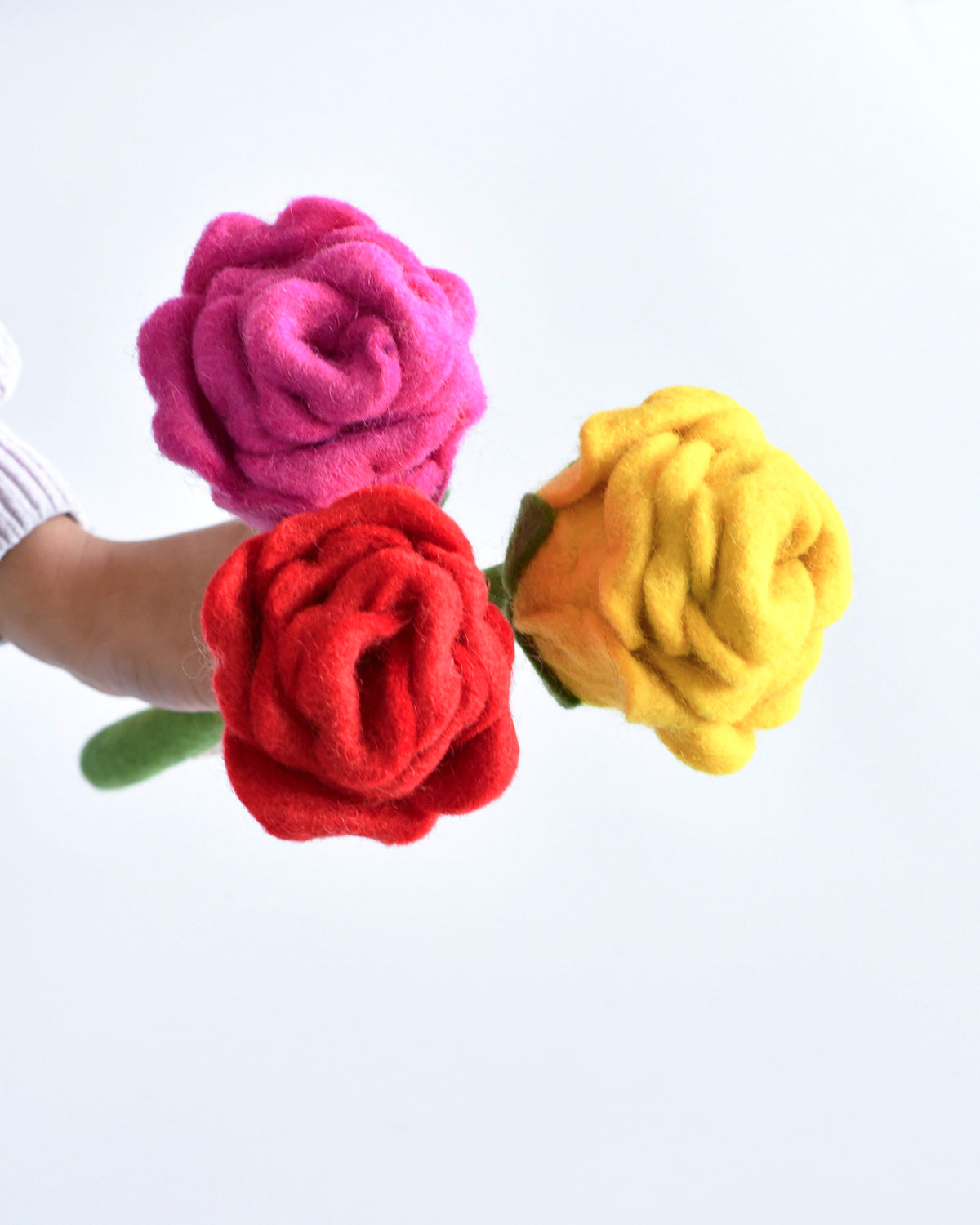 Felt Blooming Red Rose Flower