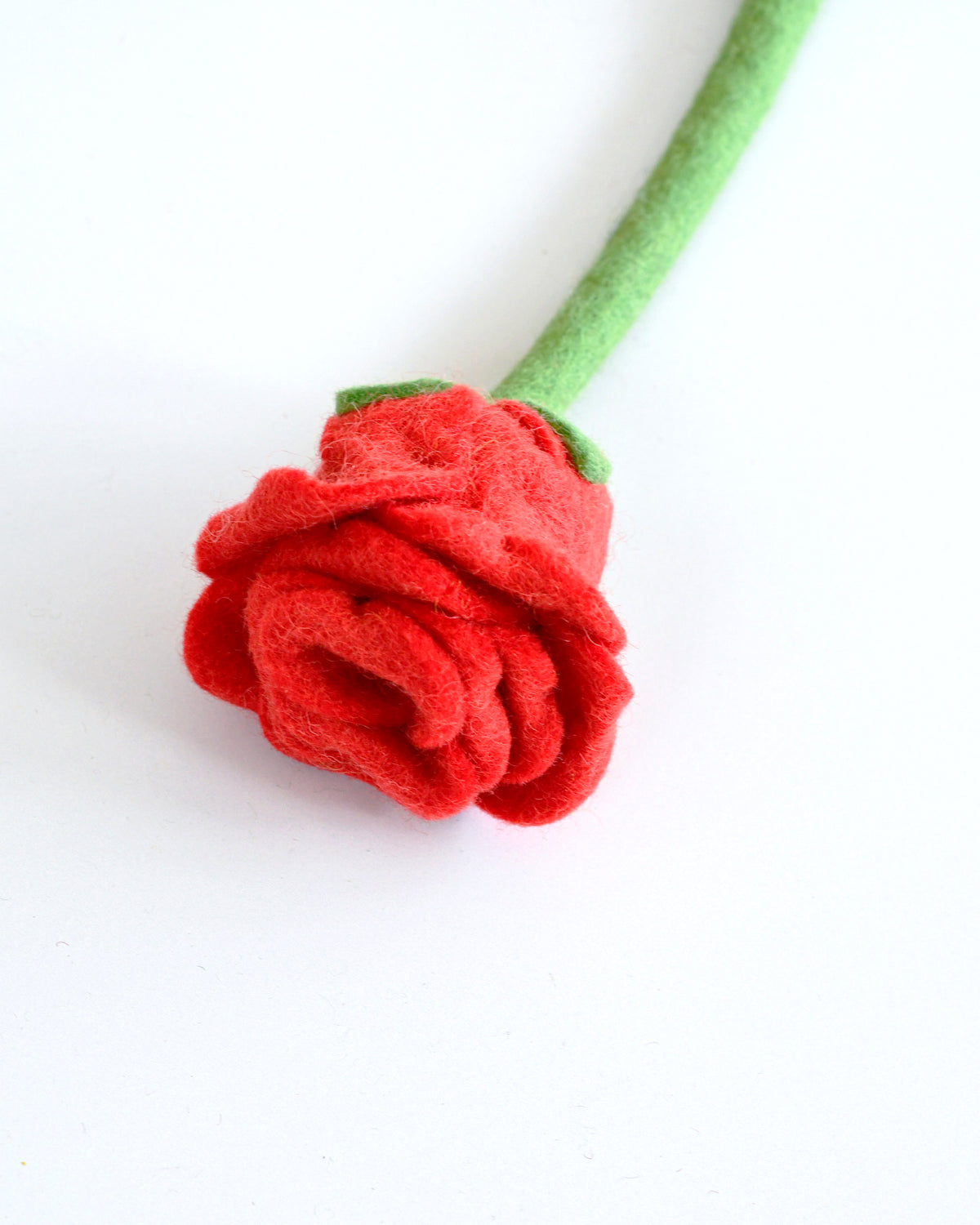 Felt Blooming Red Rose Flower