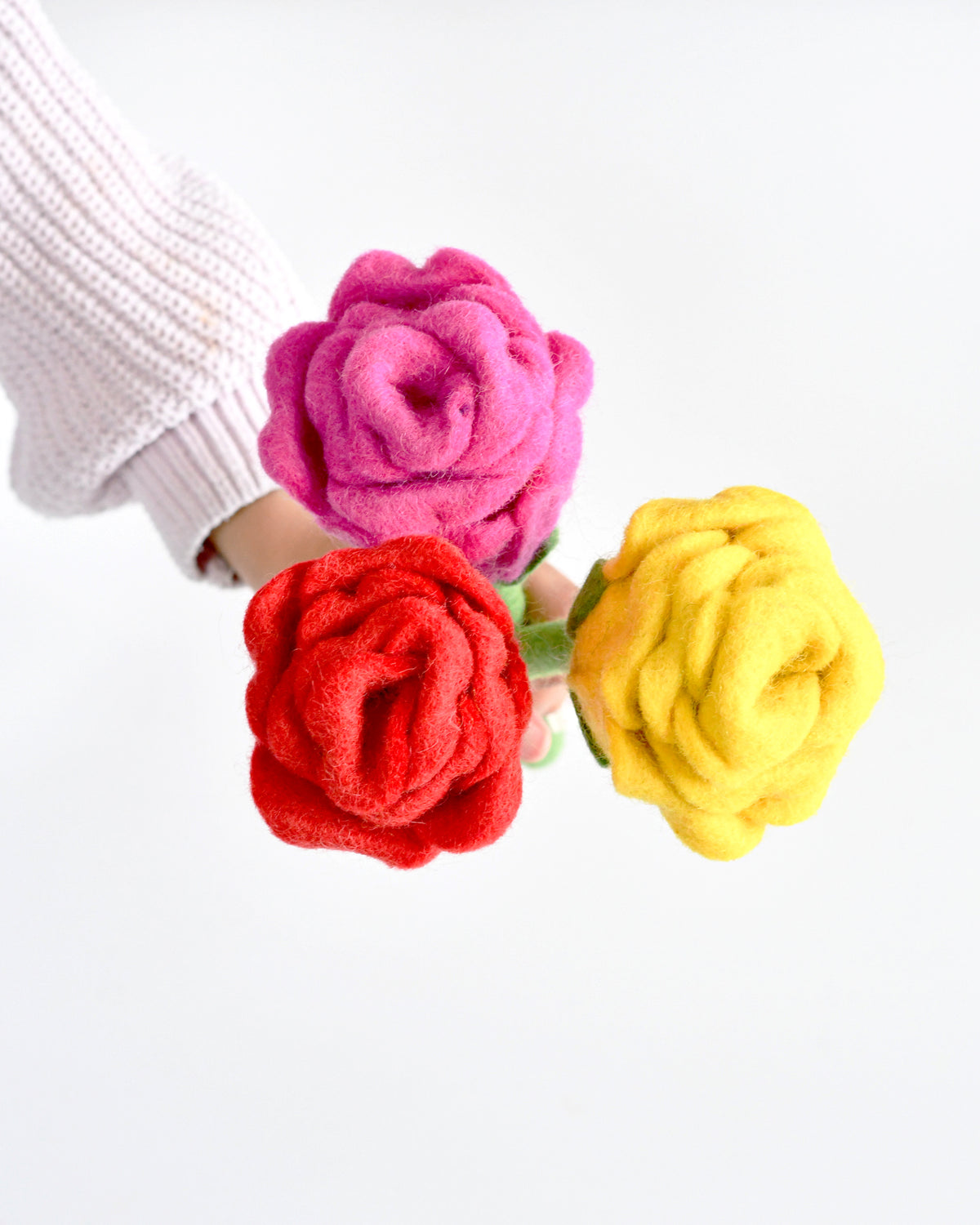 Felt Blooming Pink Rose Flower