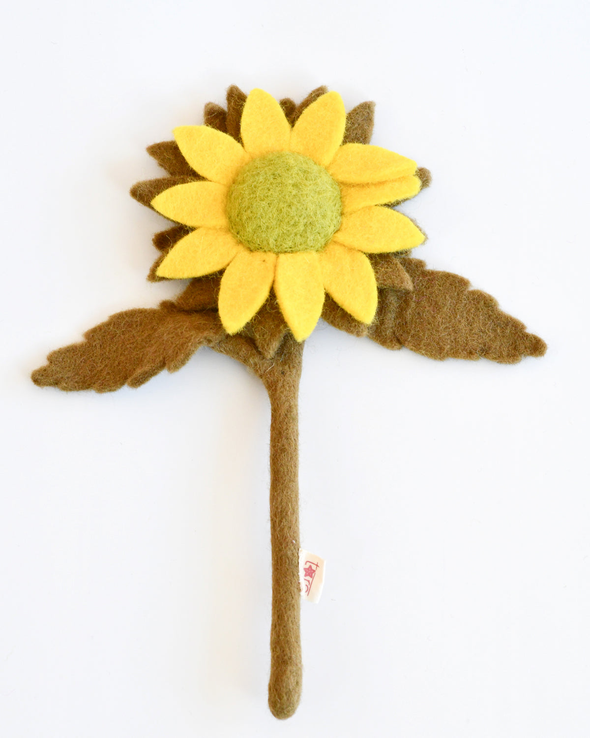 Felt Sunflower with Leaves Stem