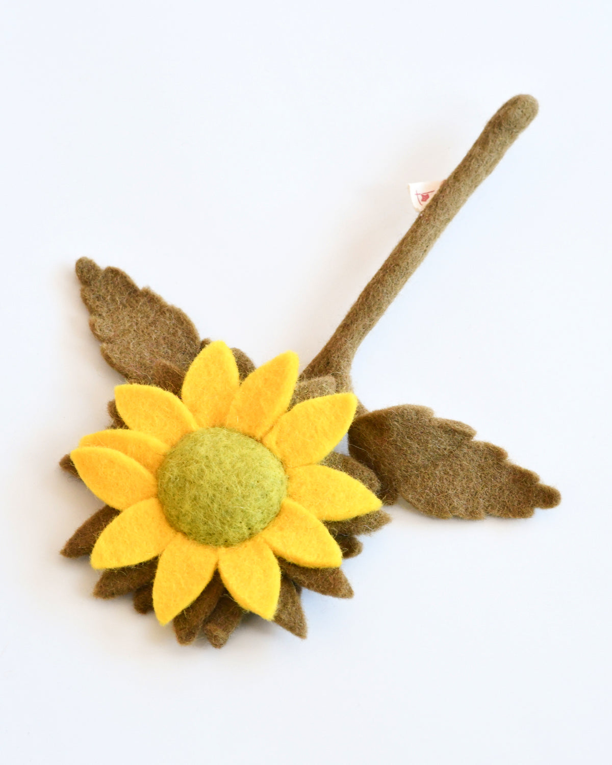 Felt Sunflower with Leaves Stem