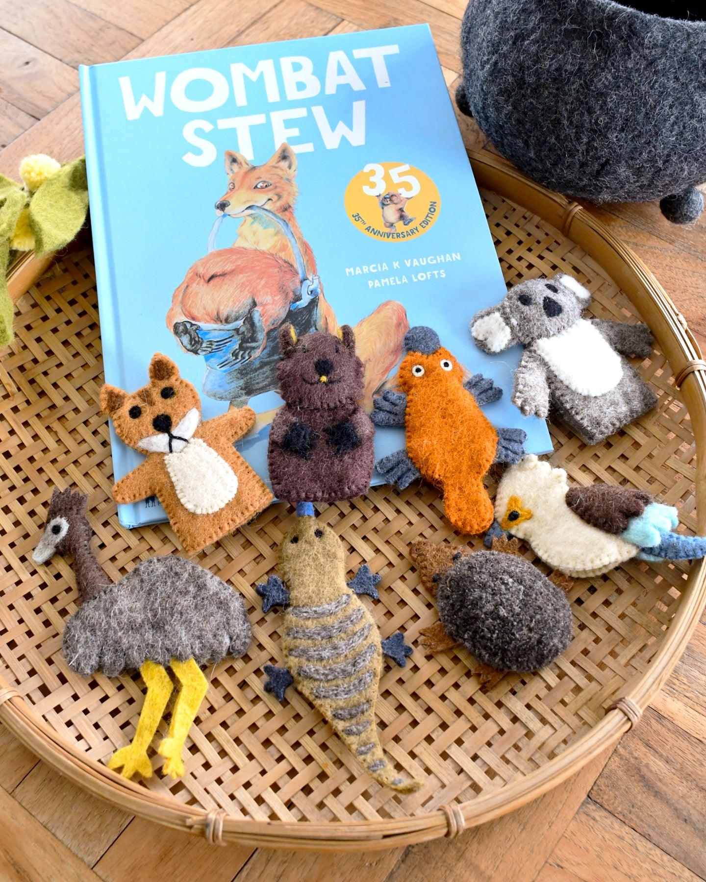 Finger Puppets Set for Wombat Stew Book
