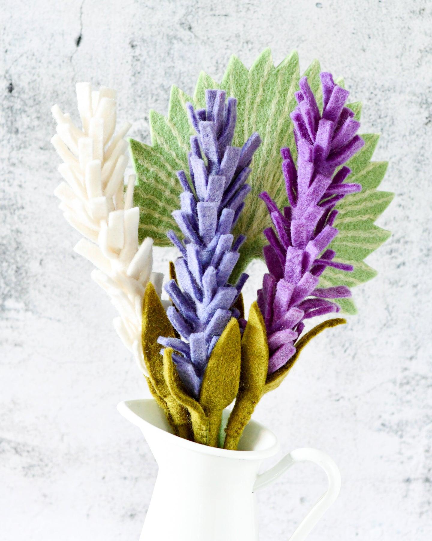Felt Lavender Floral Bouquet - Lavender and Sun Palm Leaf - Tara Treasures
