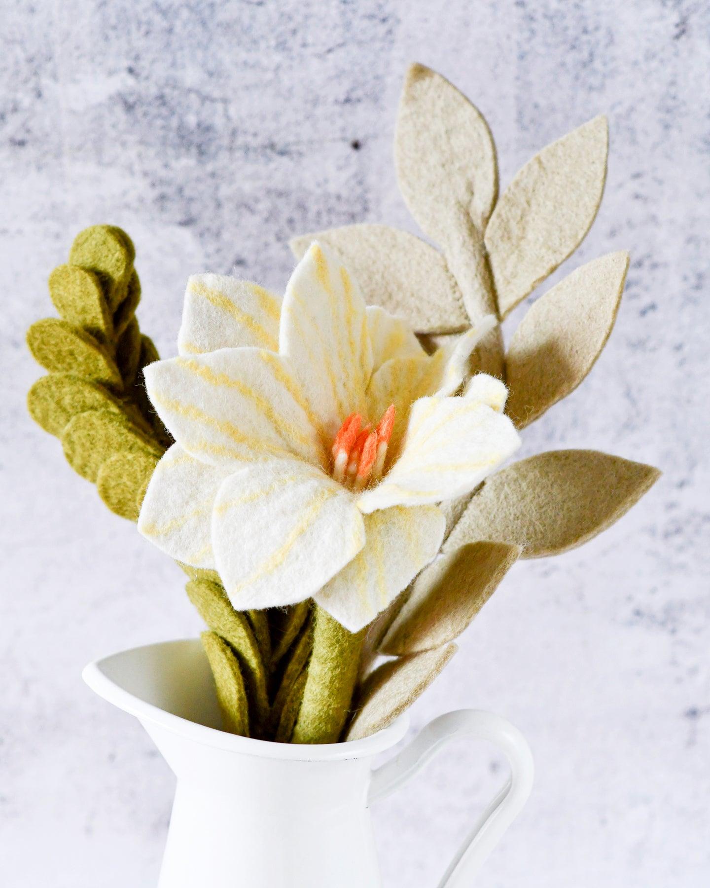 Felt Rustic Floral Bouquet - Wildflower, Jade and Ash Leaves - Tara Treasures
