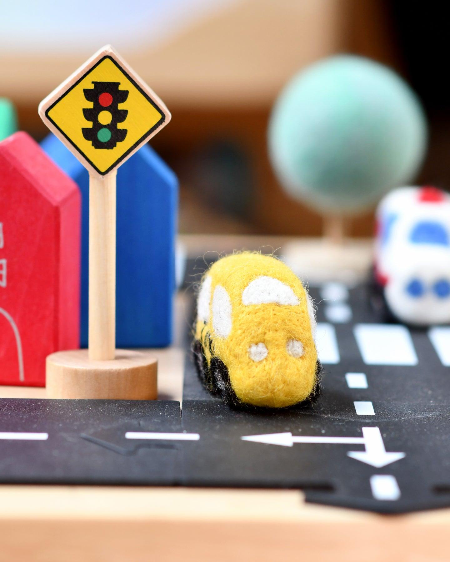 Felt Yellow Taxi Toy - Tara Treasures