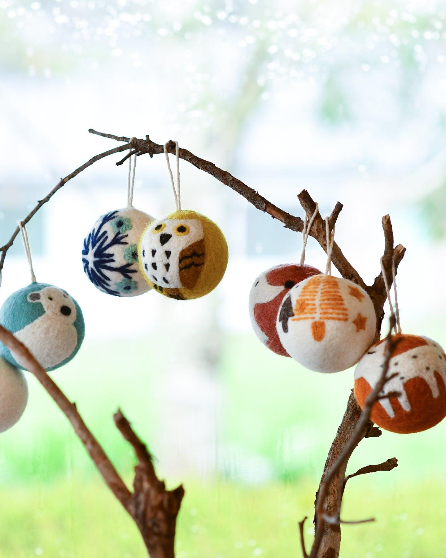 Felt Christmas Bauble Ornament - Owl - Tara Treasures