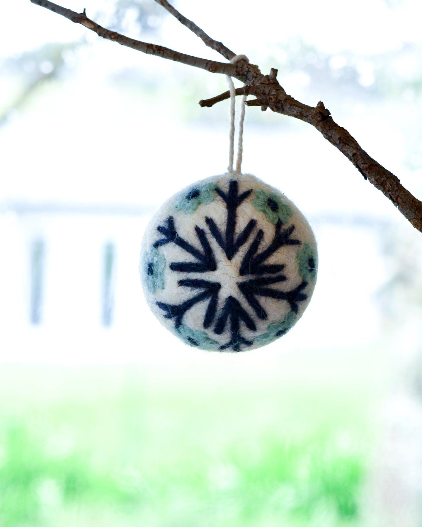 Felt Bauble Christmas Ornament - Snowflake - Tara Treasures