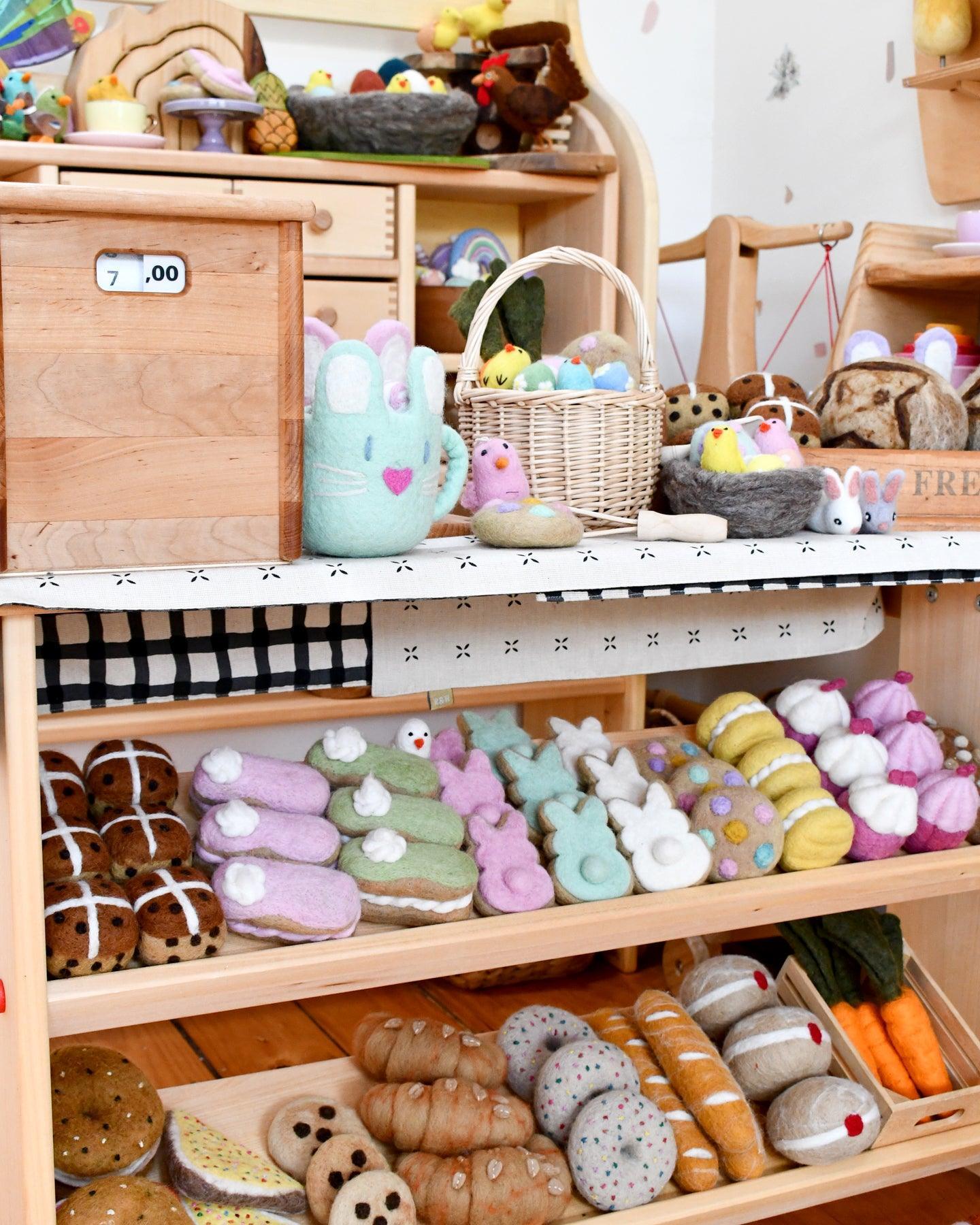 Grazing Box of Easter Felt Play Food (Mint Green Mug) - Tara Treasures