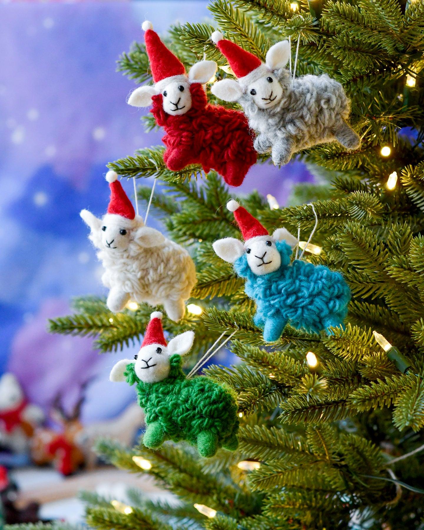 Felt White Sheep Christmas Ornament - Tara Treasures