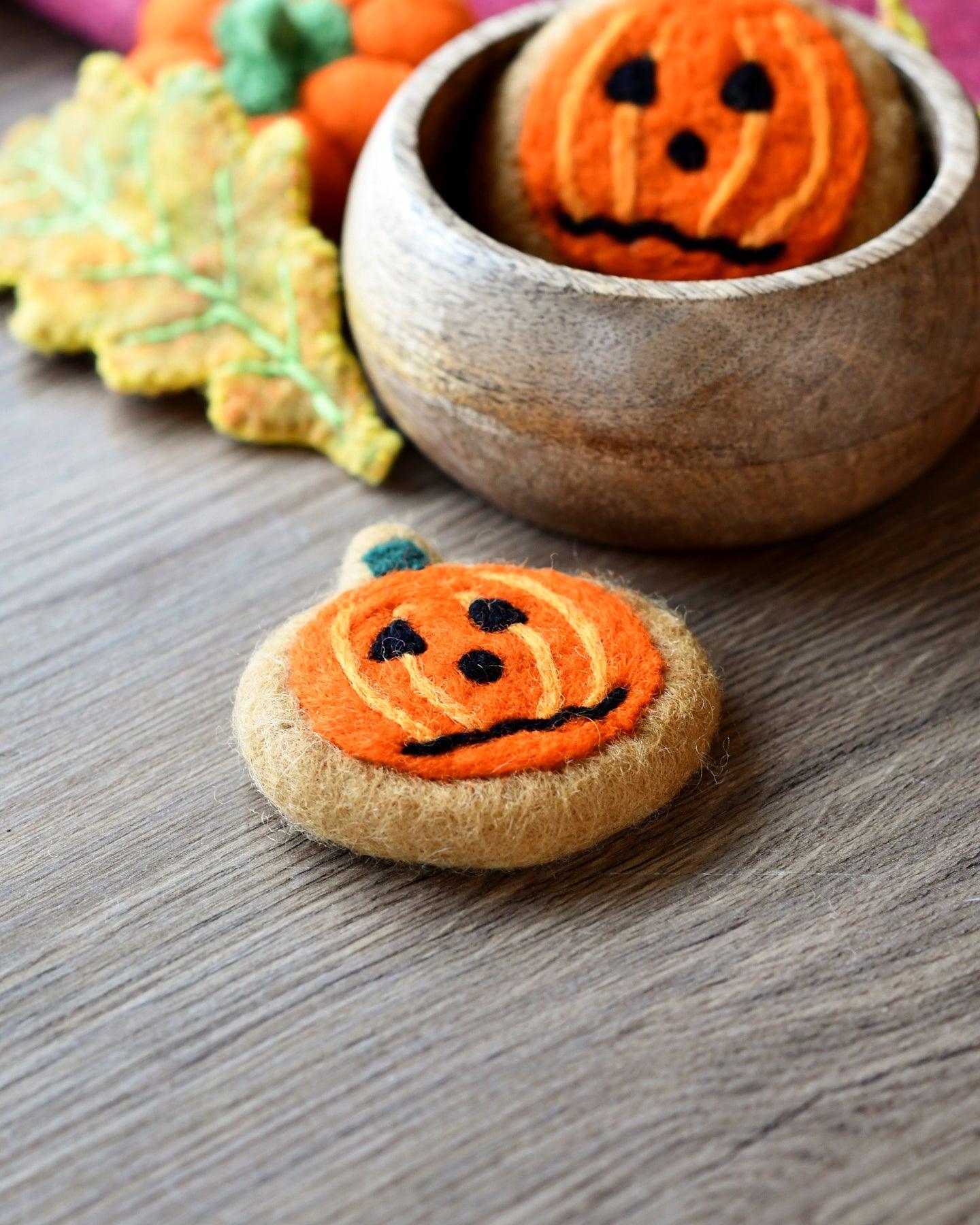 Felt Frazzled Pumpkin Cookie - Tara Treasures