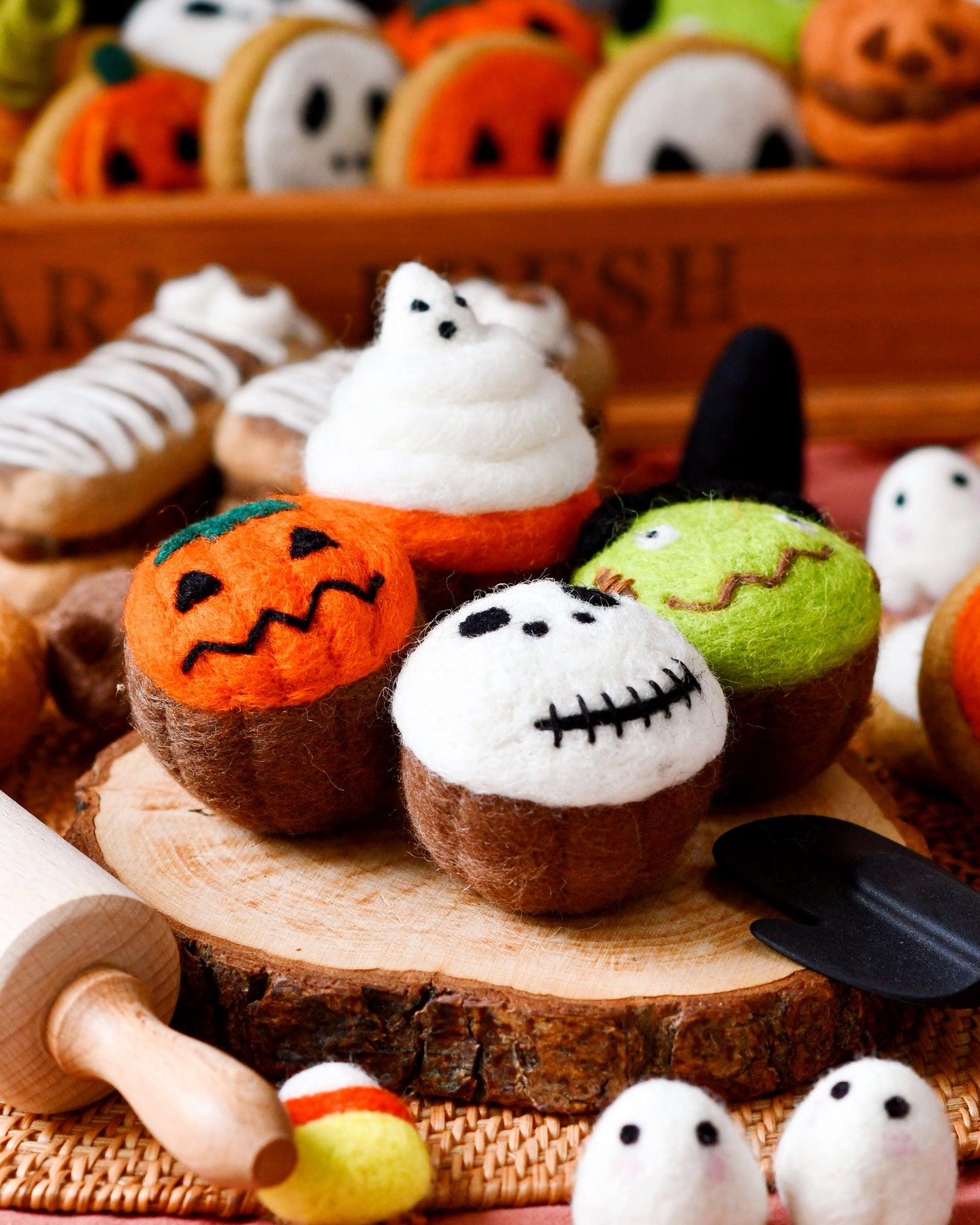 Felt Halloween Spooky Fun Cupcakes - Set of 4 - Tara Treasures