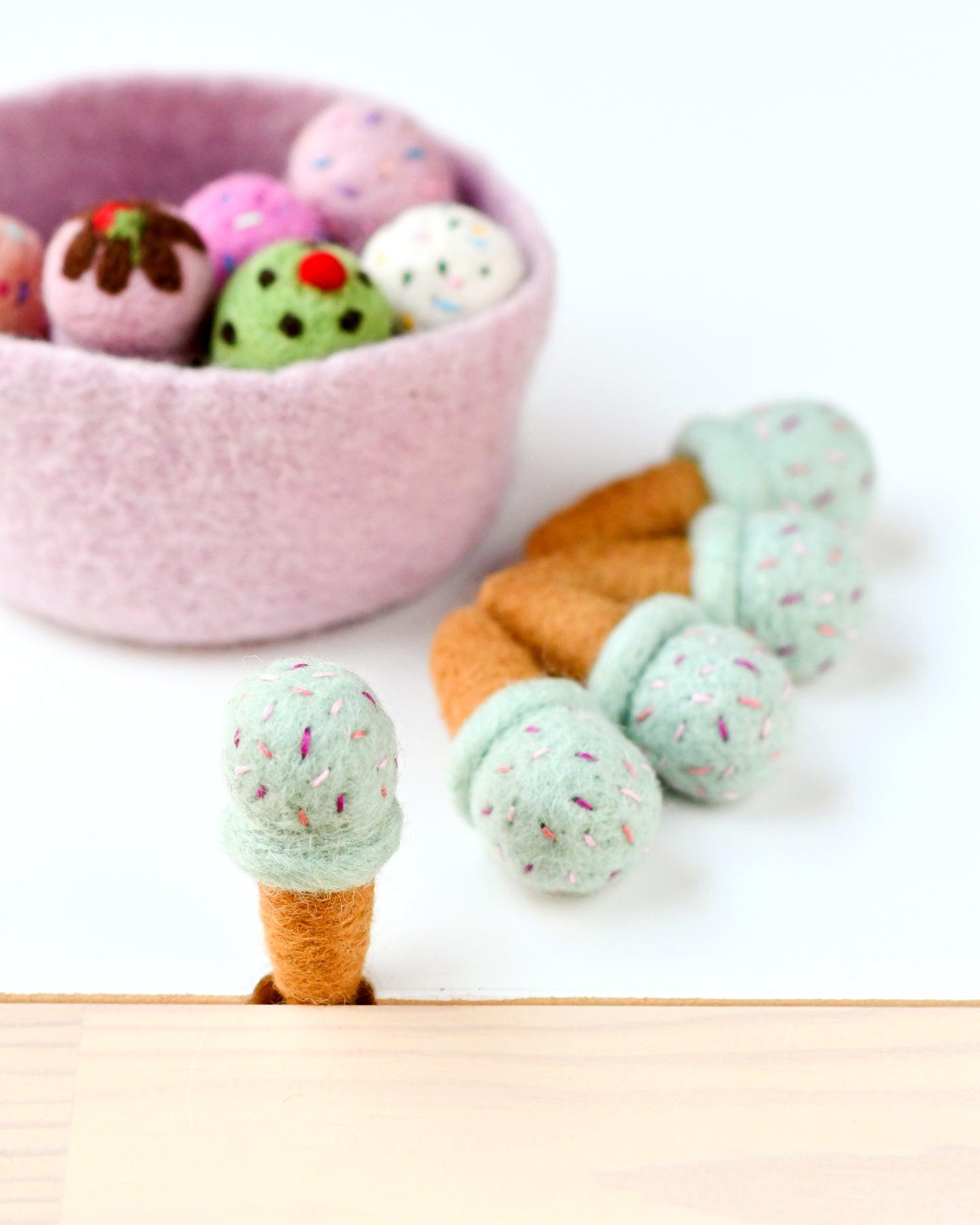 Felt Ice Creams - Cotton Candy Flavour with Sprinkles - Tara Treasures