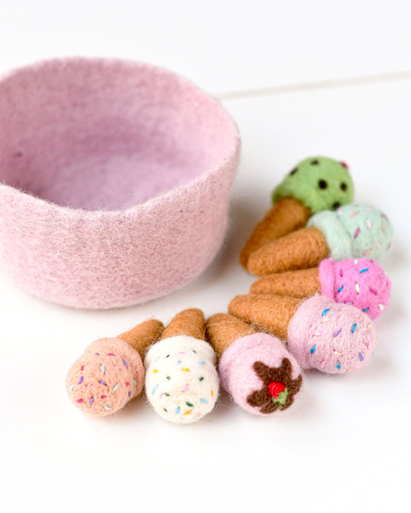 Felt Ice Creams - Raspberry with Sprinkles - Tara Treasures