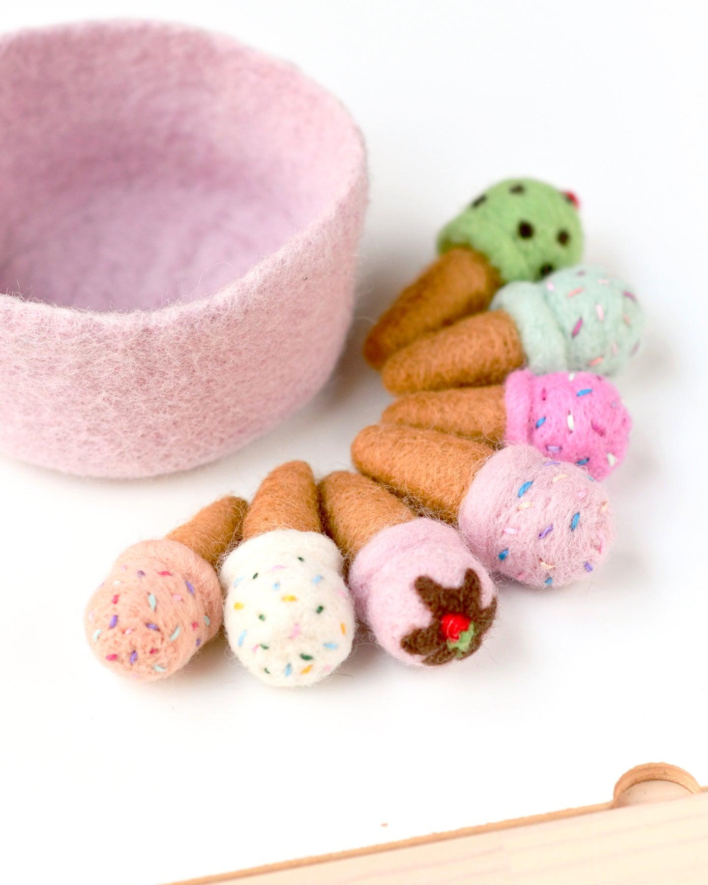 Felt Ice Creams - Cotton Candy Flavour with Sprinkles - Tara Treasures