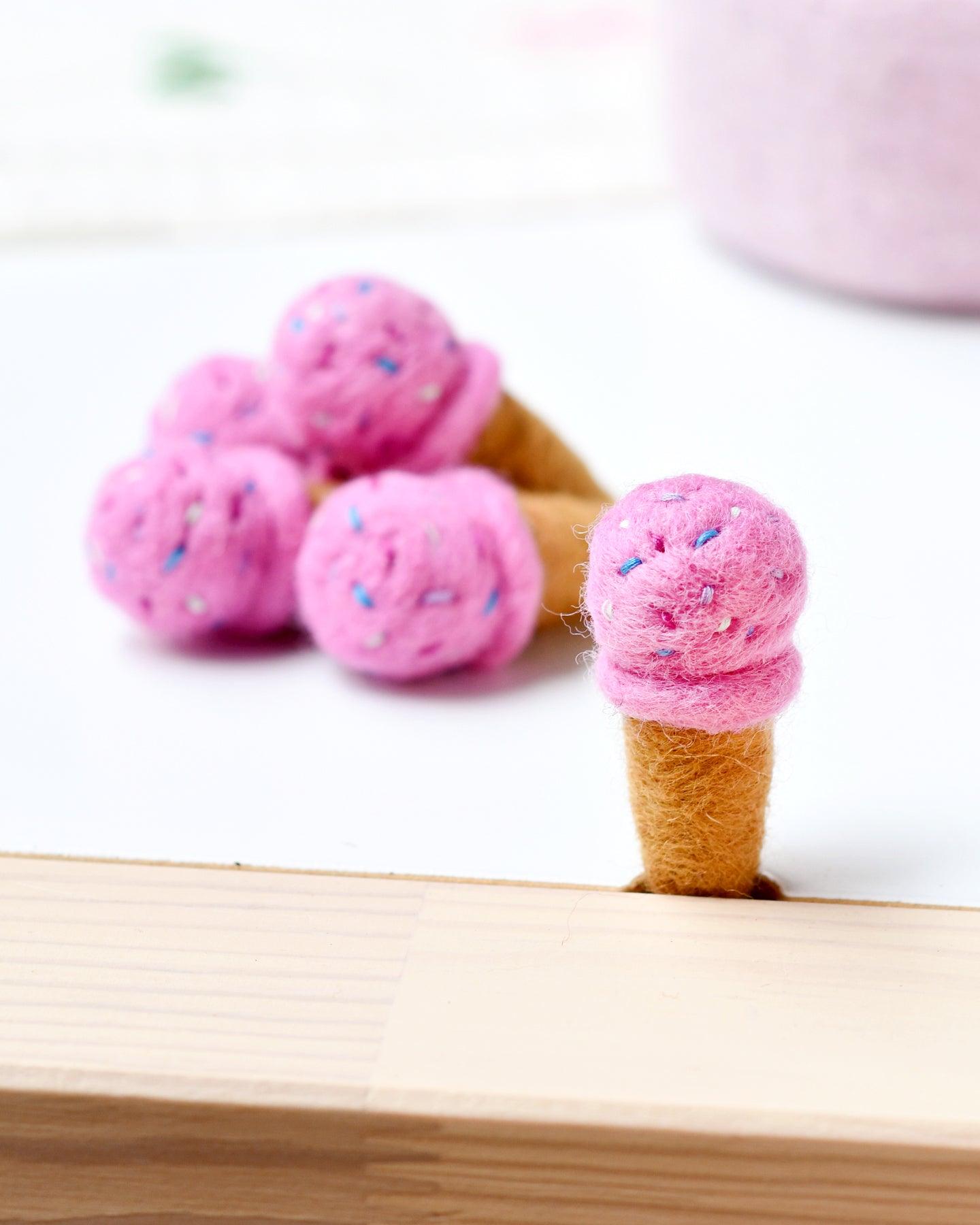 Felt Ice Creams - Raspberry with Sprinkles - Tara Treasures