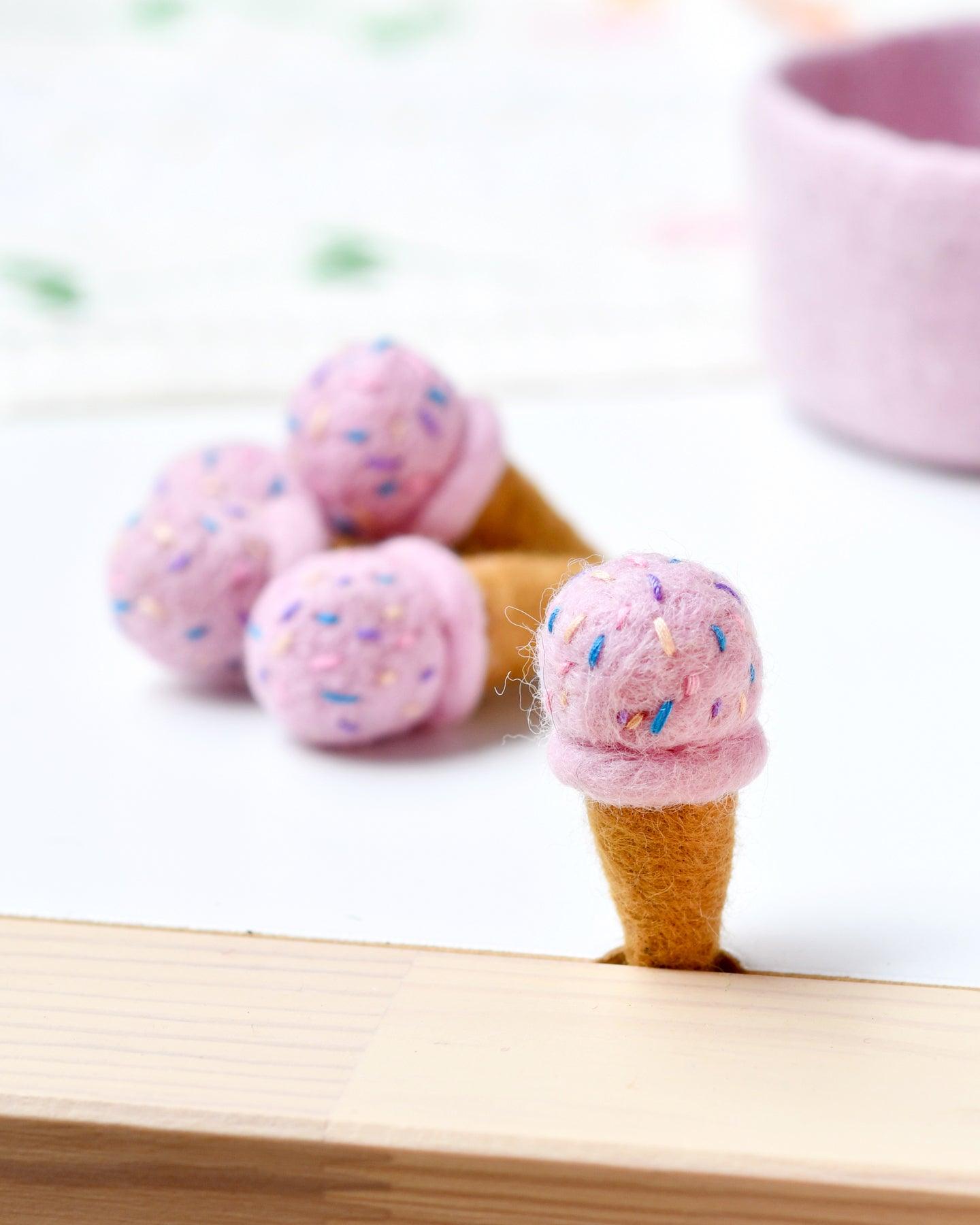Felt Ice Creams - Strawberry with Sprinkles - Tara Treasures