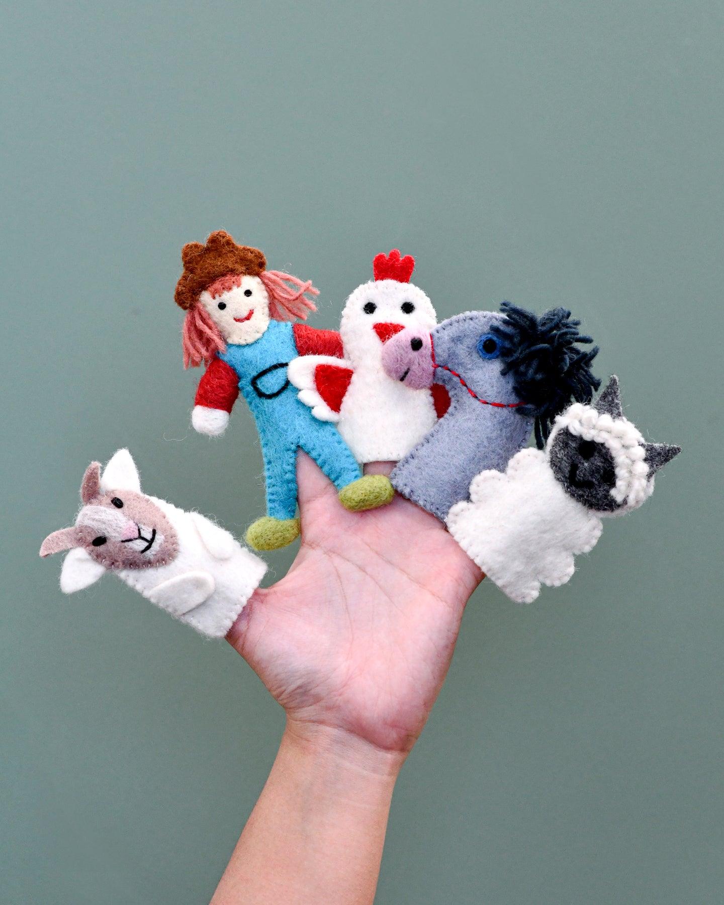 Old MacDonald Farm Animals B, Finger Puppet Set - Tara Treasures