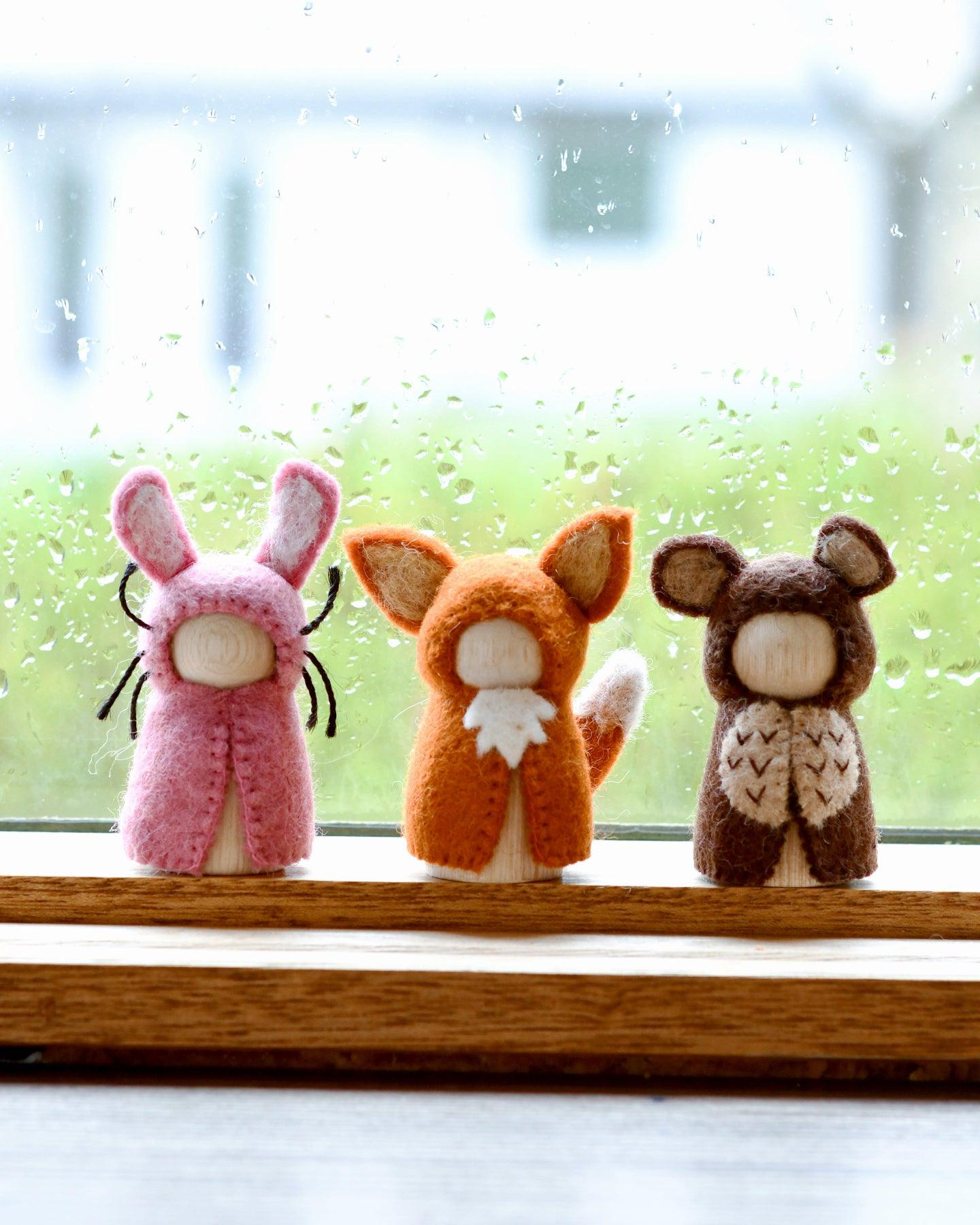Woodlands Peg Dolls Set - Bear, Rabbit and Fox (Preorder) - Tara Treasures
