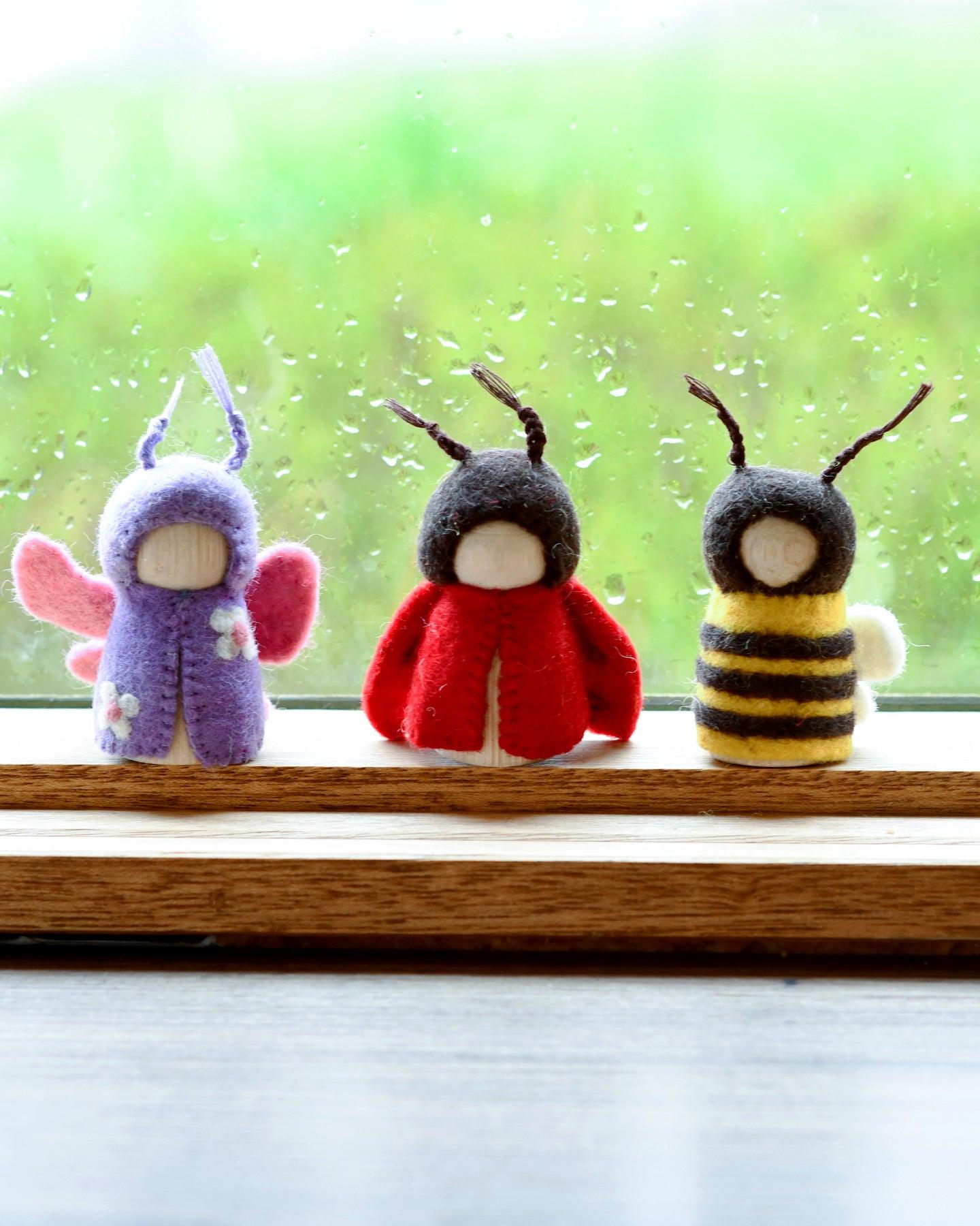 Bugs Peg Dolls Set - Bee, Ladybug and Butterfly (Preorder) - Tara Treasures