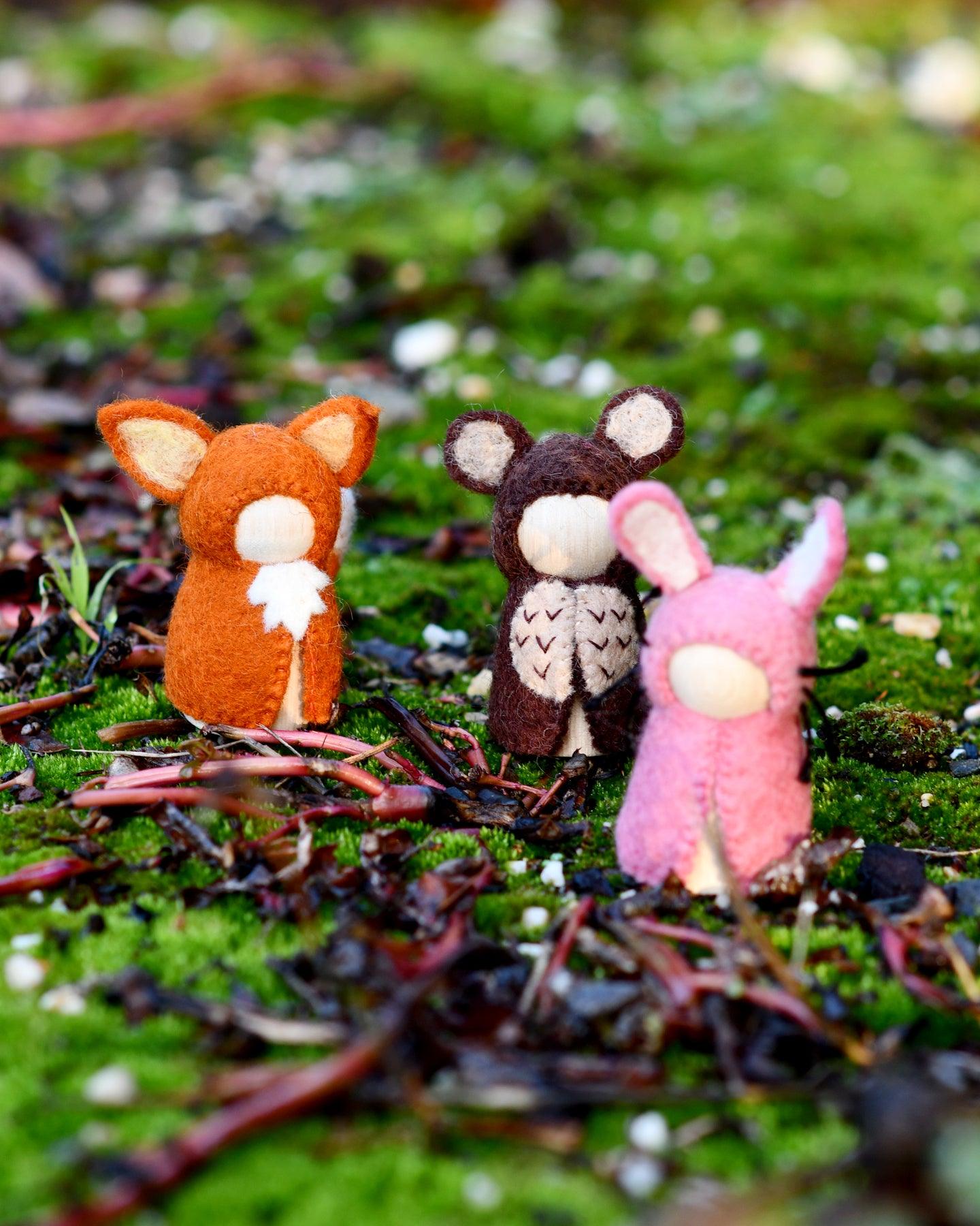 Woodlands Peg Dolls Set - Bear, Rabbit and Fox (Preorder) - Tara Treasures