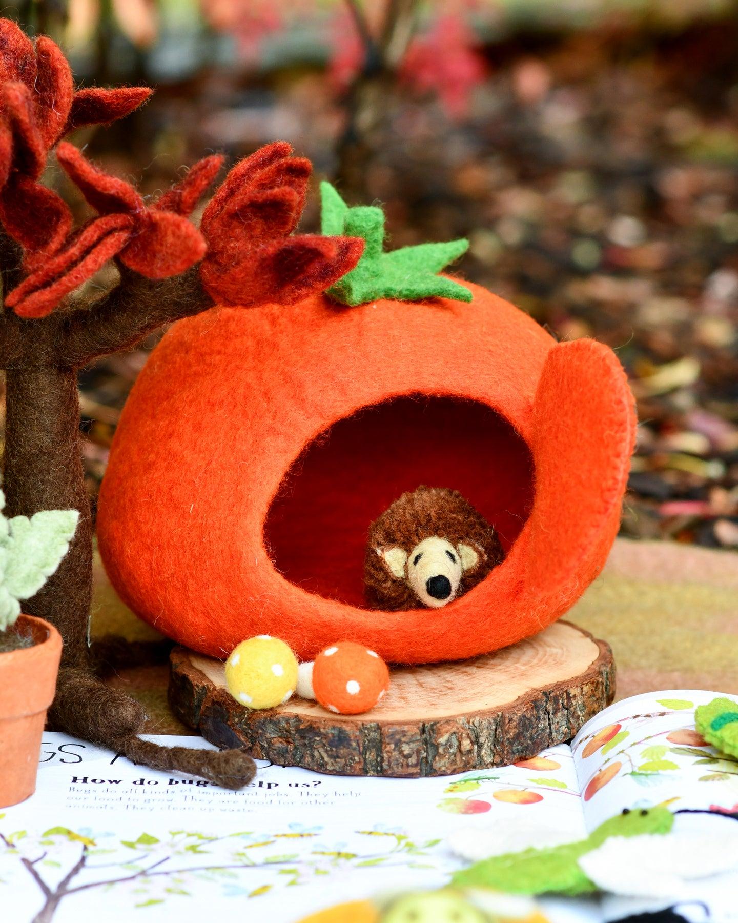 Felt Tomato House with Hedgehog Toy - Tara Treasures