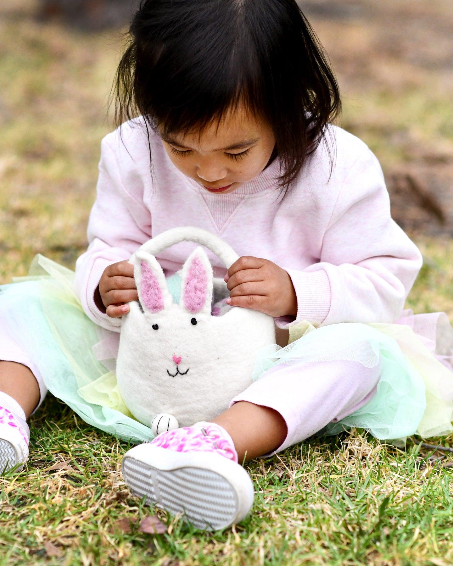 Felt Small Easter Bunny Bag for Egg Hunts - Tara Treasures