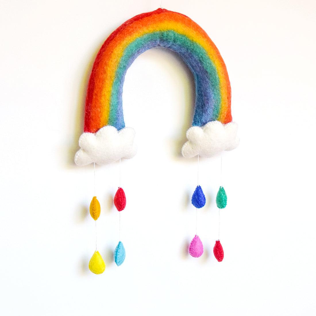 Nursery Mobile - Rainbow with Raindrops - Tara Treasures