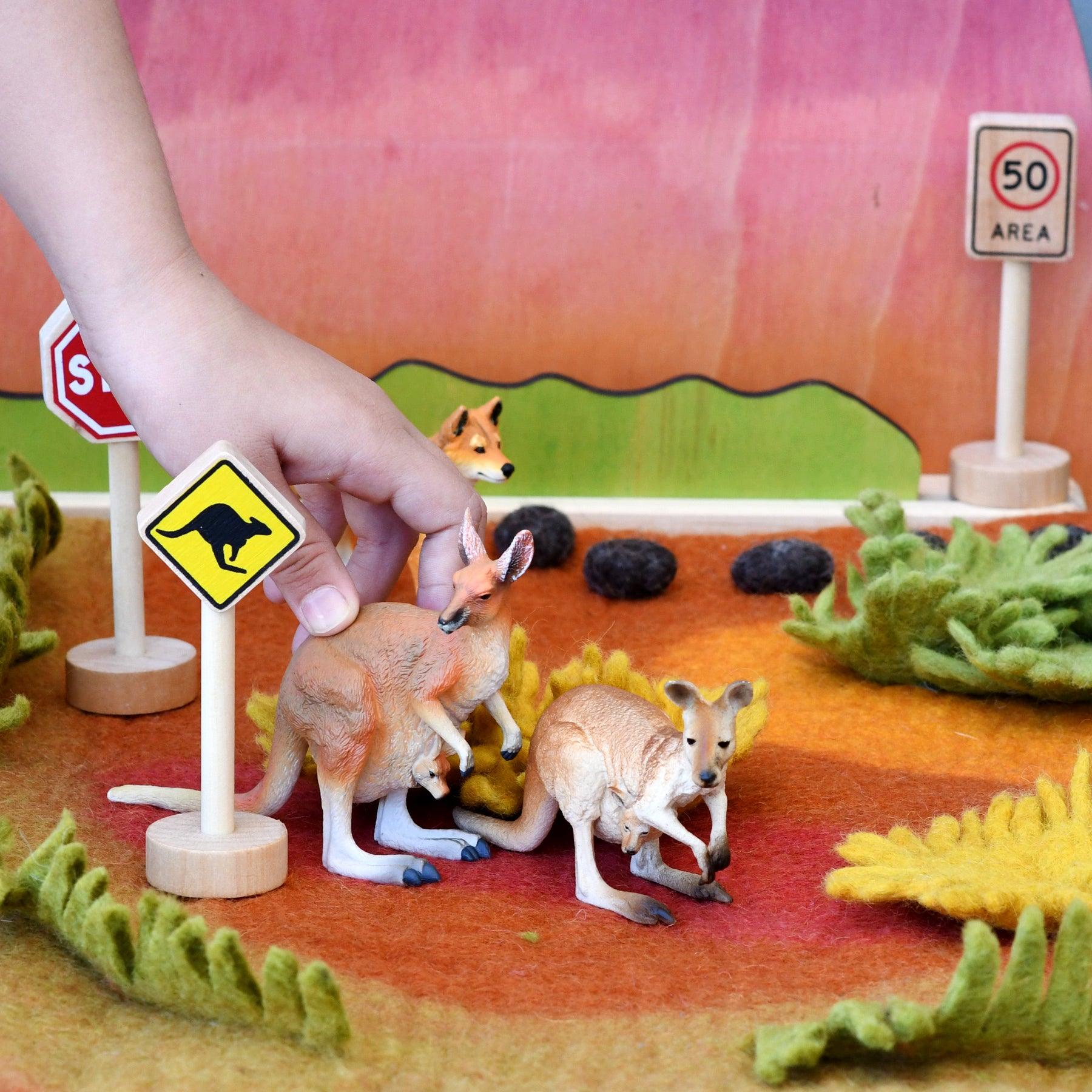 Desert Australia,  Diorama Box with Kangaroos and Outback by