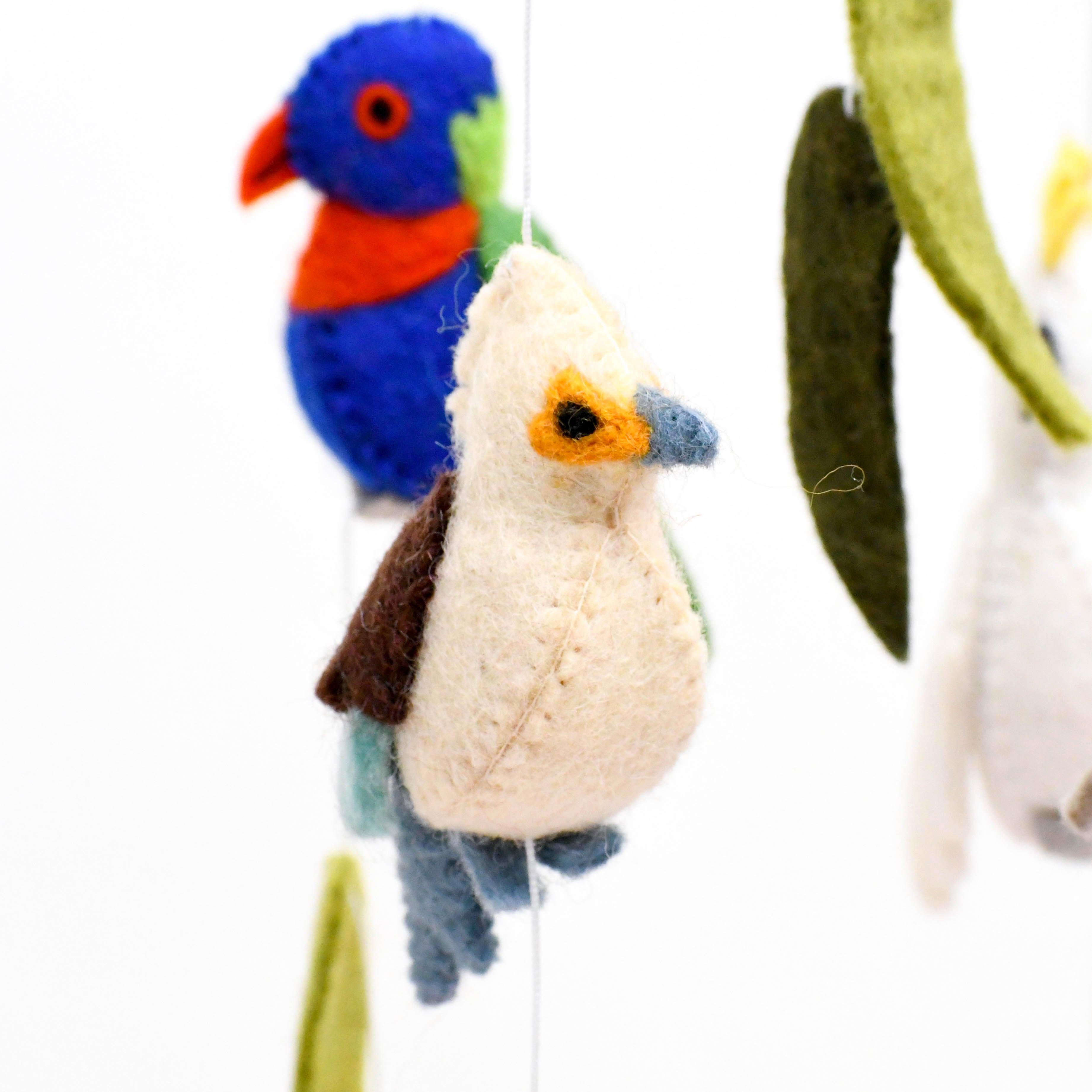 Baby Mobile - Australian Birds - Cockatoo, Lorikeet, Galah and Kookaburra - Tara Treasures