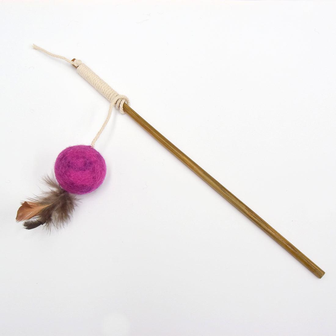 Feather Teaser Ball Cat Wand - Magenta - Tara Treasures