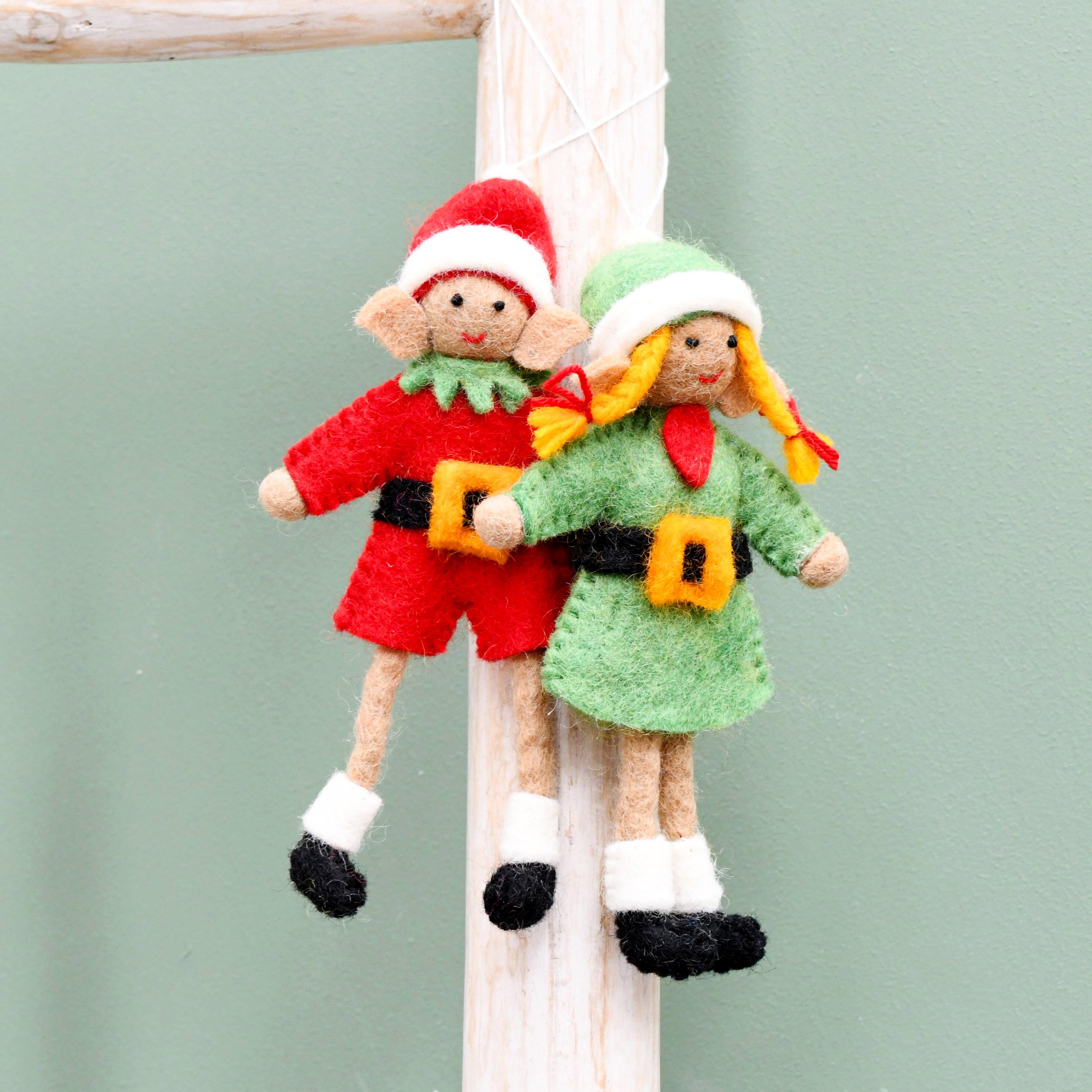 Felt Christmas Elves (Pair) - Tara Treasures