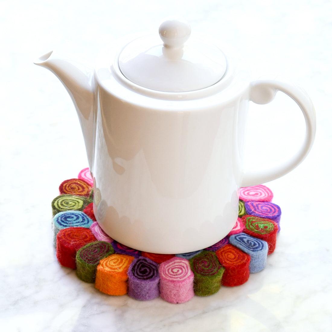 Teapot Trivet - Colourful Spiral 20cm - Tara Treasures